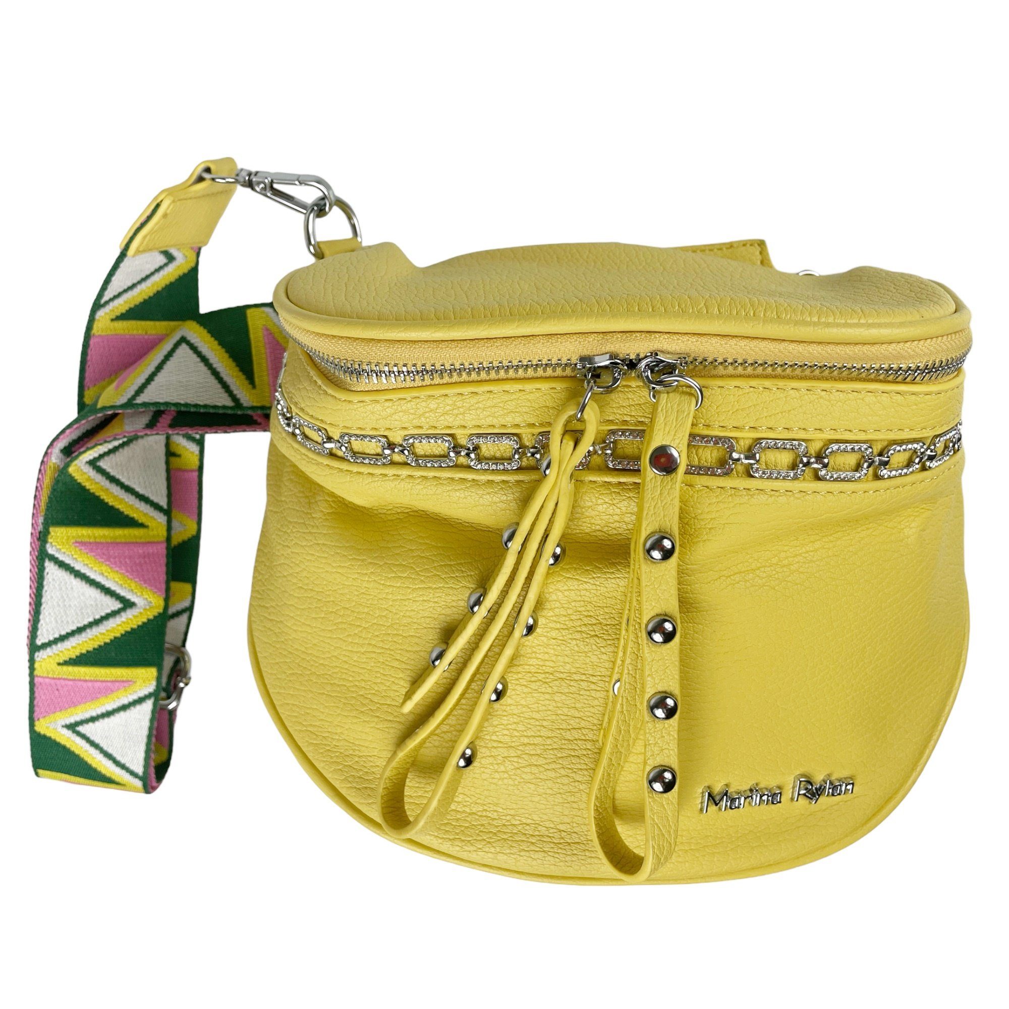 Taschen4life Bauchtasche große crossbody Bauchtasche, Umhängetasche mit breiten Schultergurt, uni, sportlich & elegant gelb
