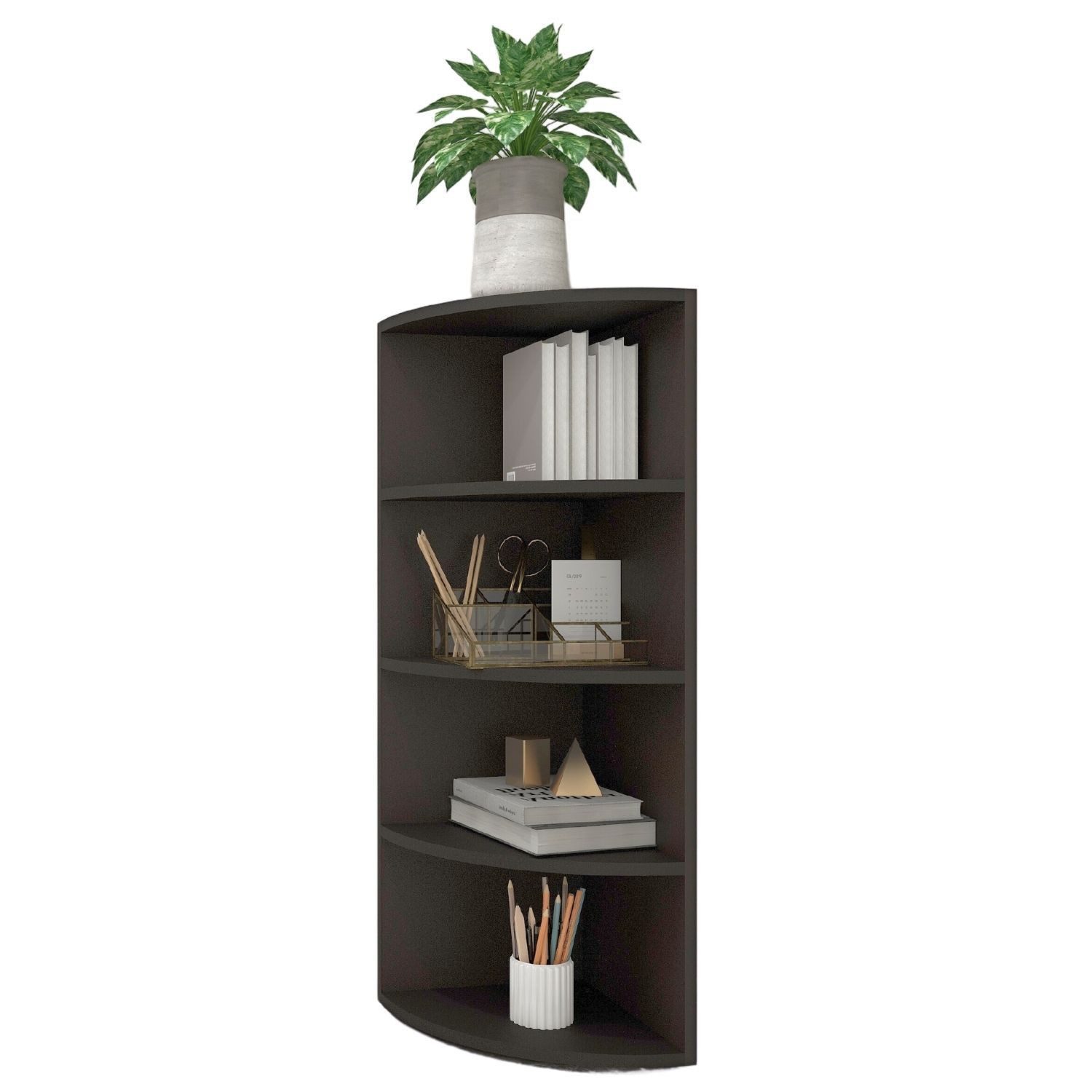 Coemo Standregal CORNER 120, Schwarz 4 Fächer Eckregal 40x40x120 cm Regal aus Holz Bücherregal