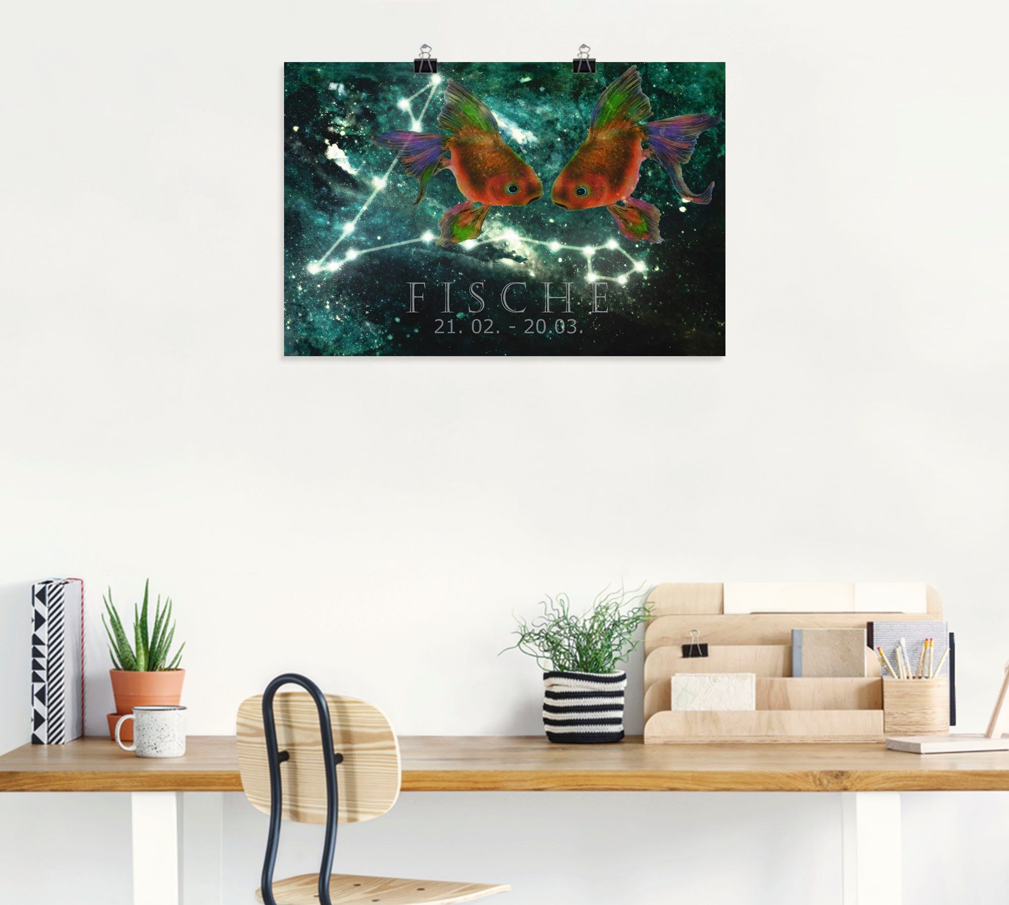 Artland Wandbild Sternzeichen - Fische, als Leinwandbild, (1 in Sternzeichen Größen Alubild, von versch. Bilder St), Poster Wandaufkleber oder