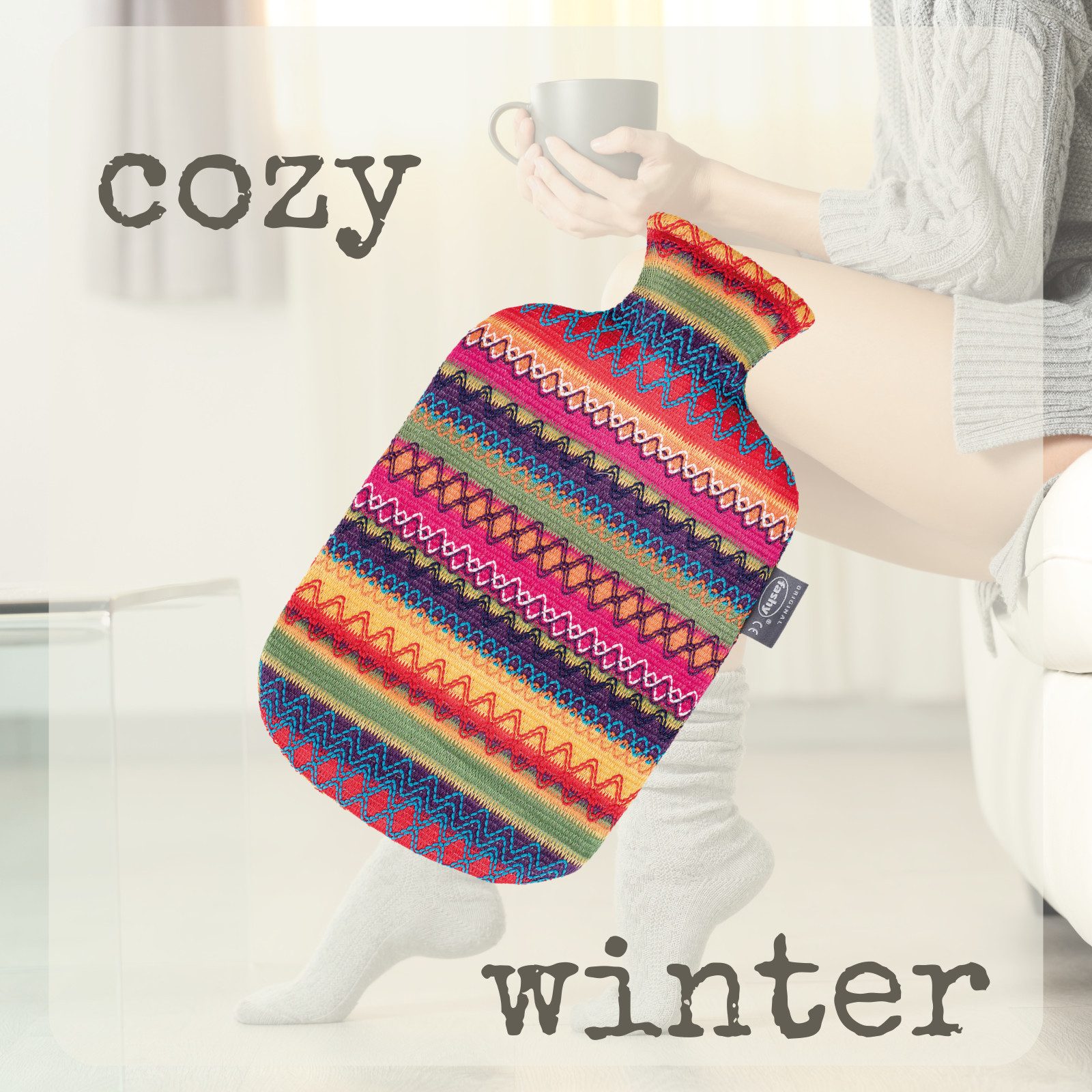 Fashy Wärmflasche Fashy Wärmflasche Peru Design, (1-tlg), Abnehmbarer Kuschelbezug