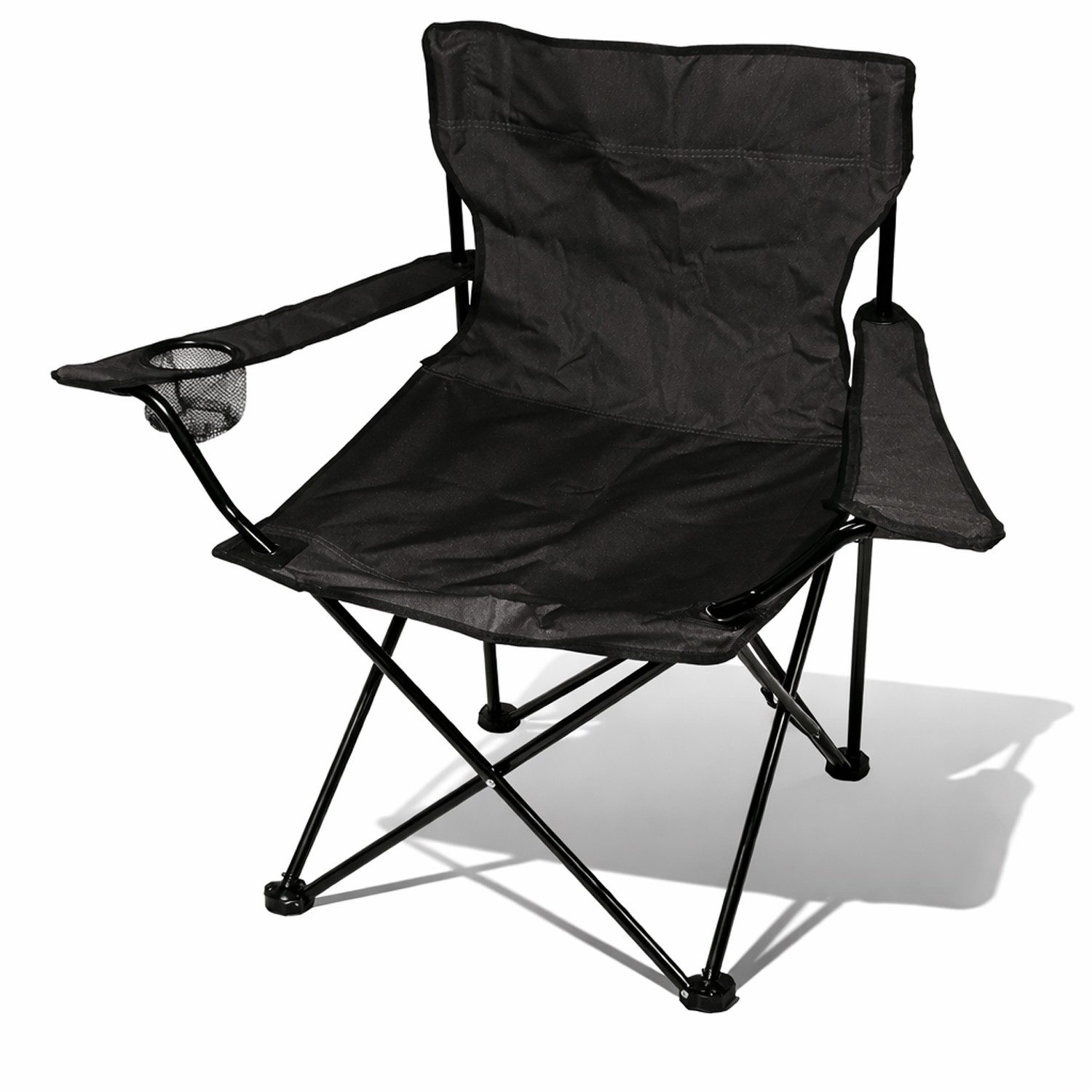 Mojawo Klappstuhl Anglersessel mit Getränkehalter und Tasche Campingstuhl Schwarz