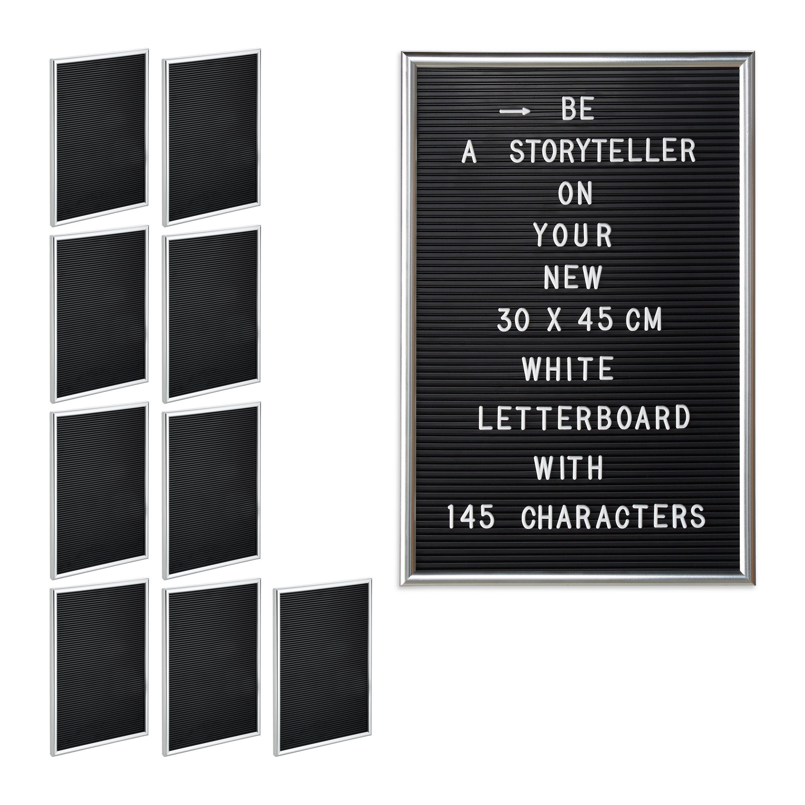 relaxdays 30 Memoboard x 10 45 cm silber x Letterboard