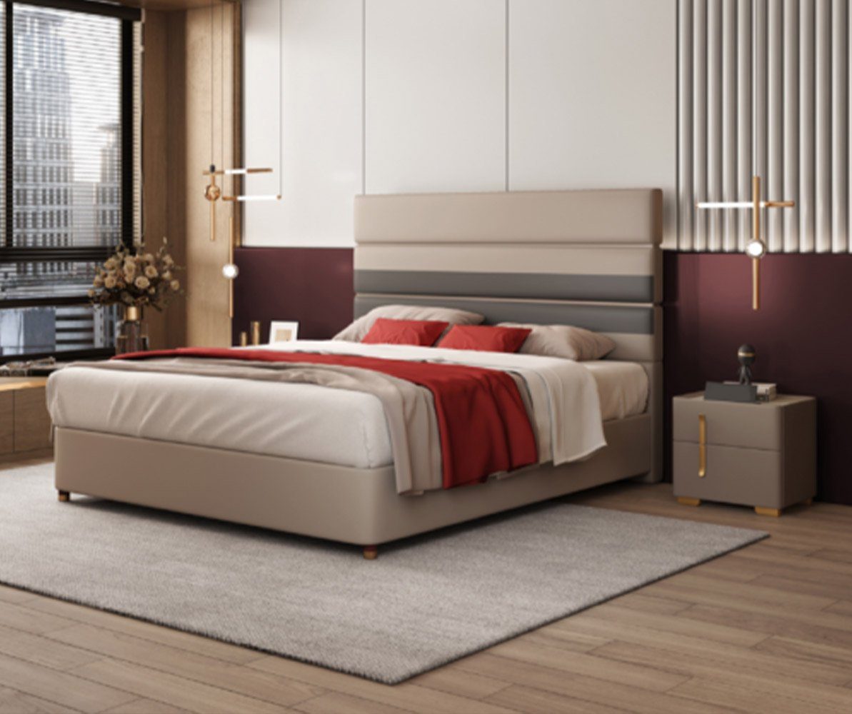 JVmoebel Bett Modernes Design Bett 180x200 Kunstleder Betten Doppel Schlaf Zimmer (Bett), Mae In Europe
