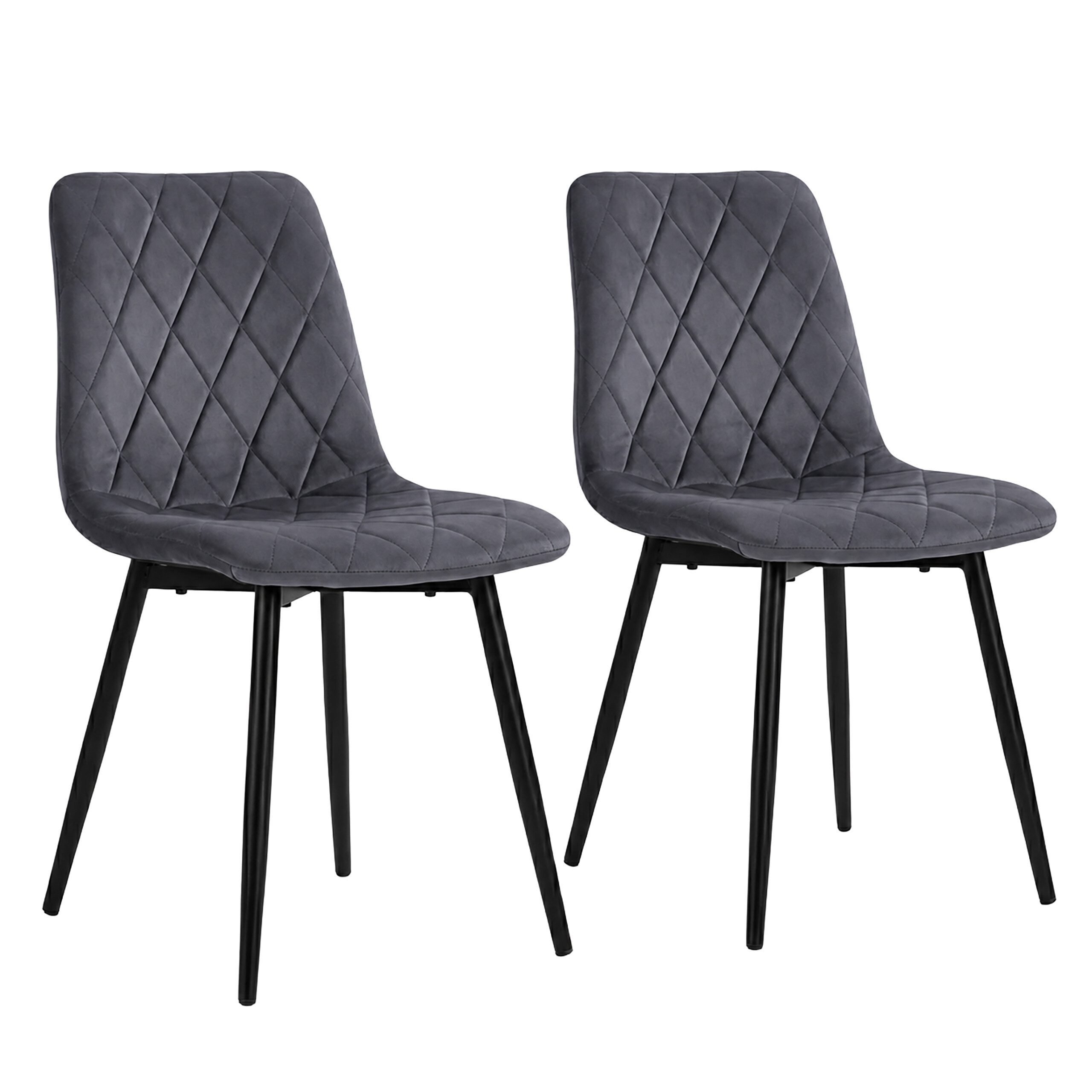 relaxdays Esszimmerstuhl Samt Esszimmerstuhl Set (2 St), anthrazit., 2er Pack
