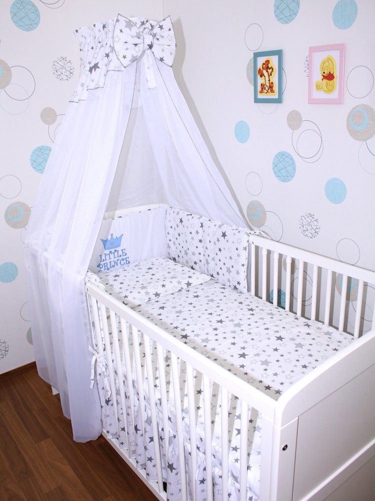 Babybettwäsche Baby Bettset -5-6 teiliges Set mit Chiffon Himmel Nestchen - Prince