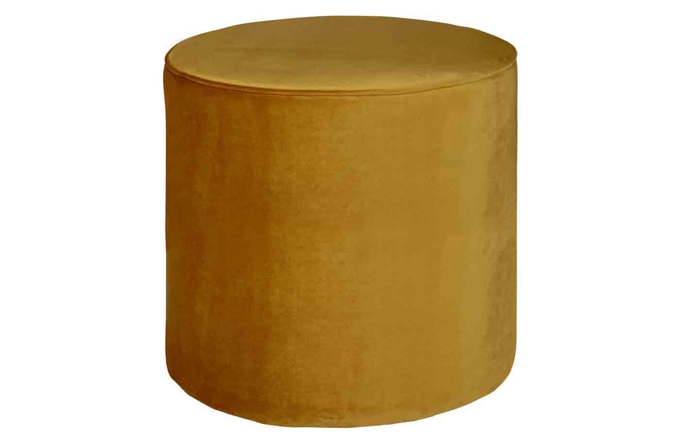 WOOOD Sitzhocker Sara Samt, Ø 46cm Ocker