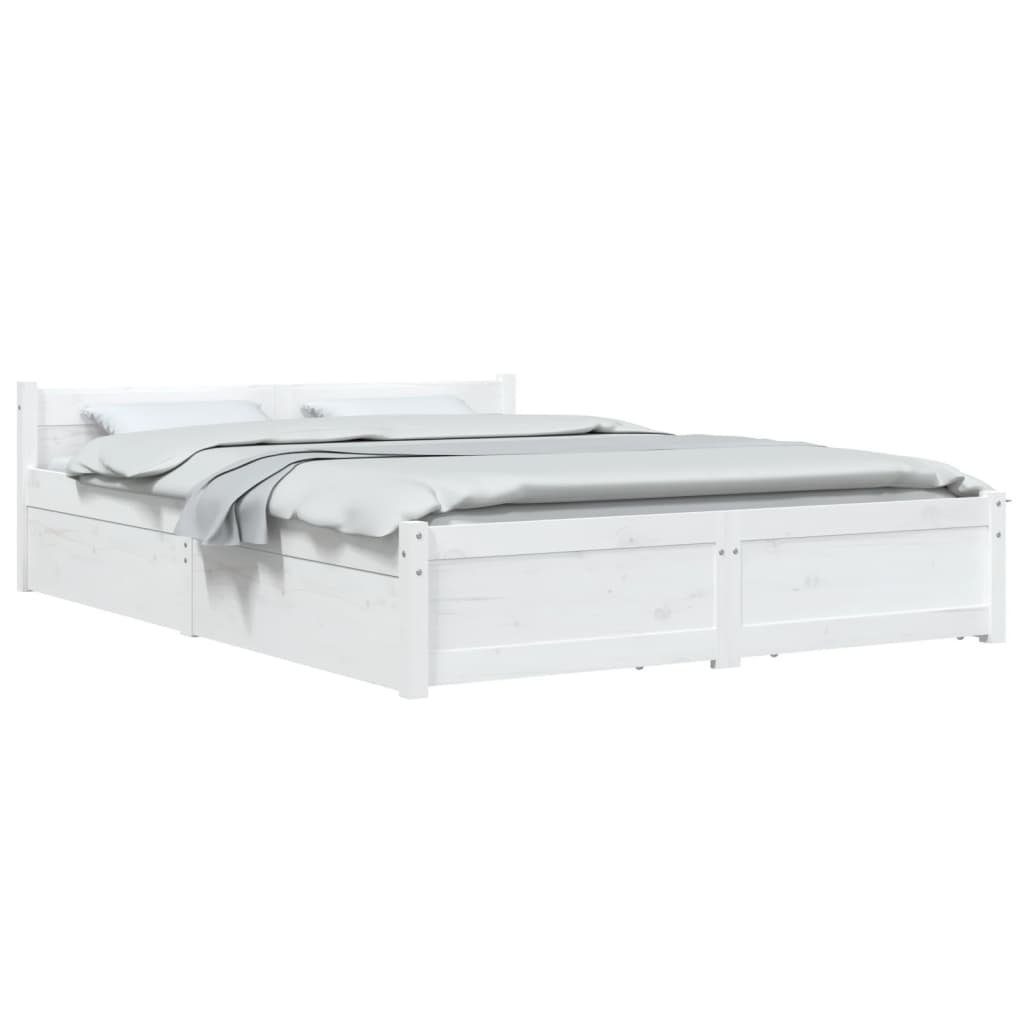 vidaXL Bett Bett mit Schubladen Weiß 120x200 cm
