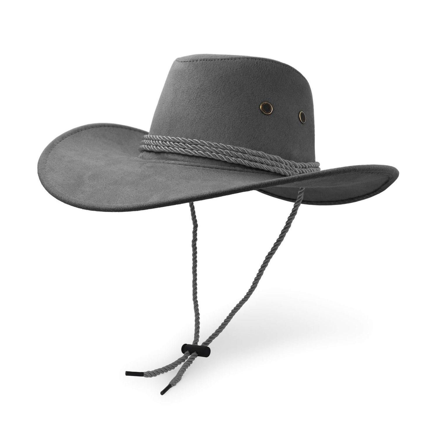 LuxusKollektion Cowboyhut Cowboyhut Westernhut Kunstleder Wildleder Einheitsgröße Grau