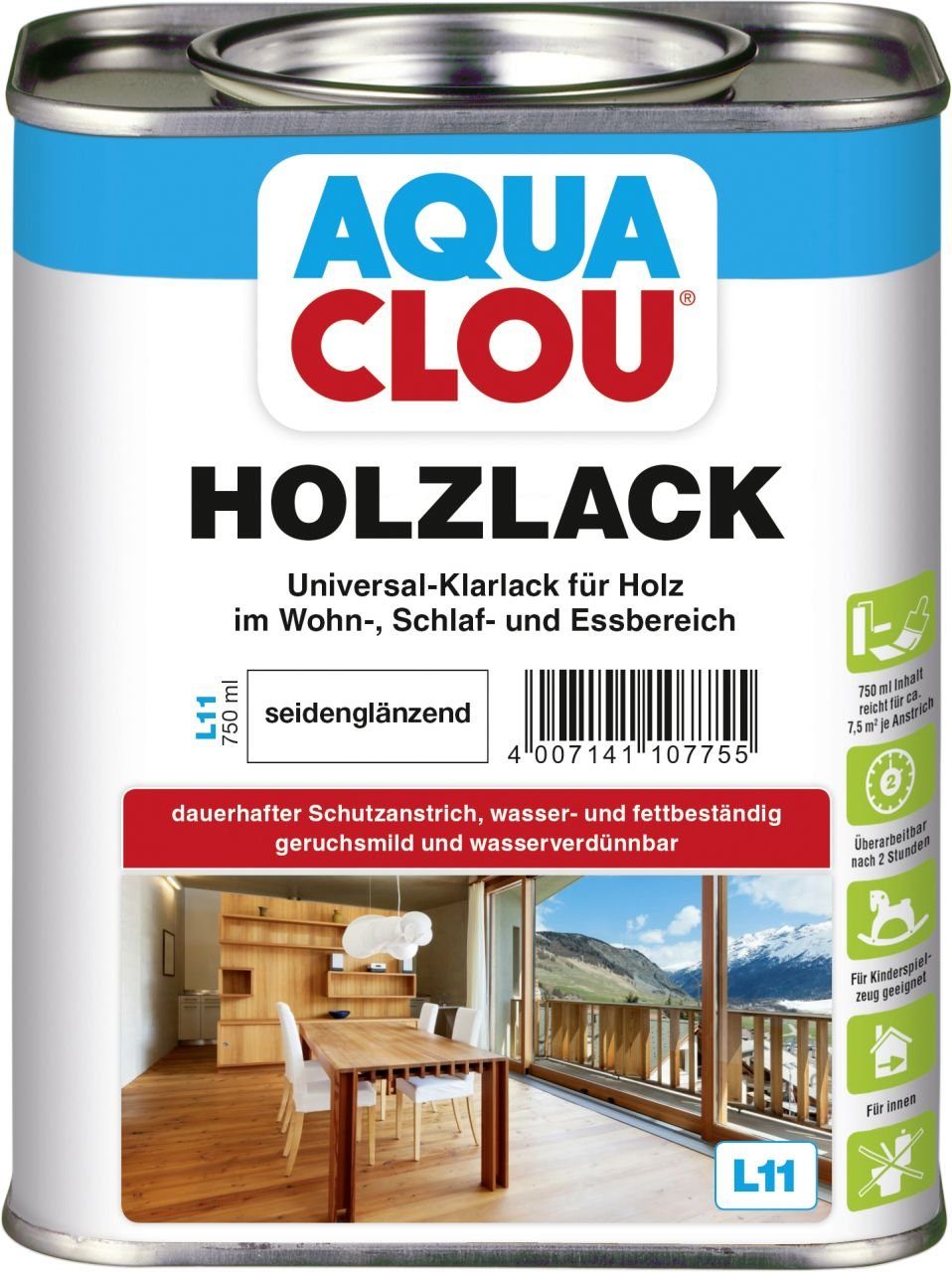 750 L11 Holzlack seidenglänzend Aqua Holzlack Aqua Clou Clou ml