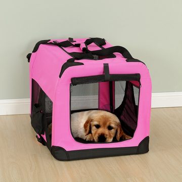 pro.tec Tiertransporttasche, Faltbare Hundetransportbox Größe Pink;S