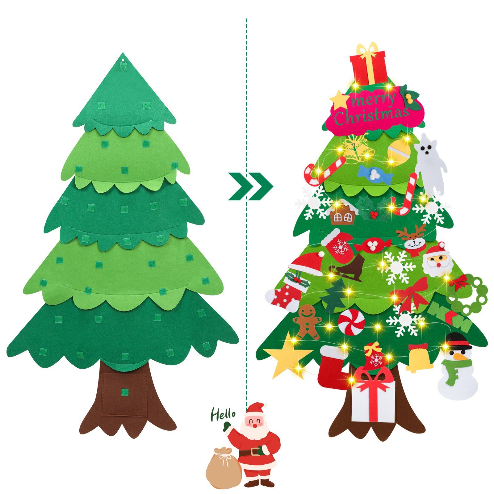 Filz Weihnachtsbaum DIY Lichterkette Gimisgu 5m Weihnachtsbaum Künstlicher Künstlicher mit Weihnachtsbaum