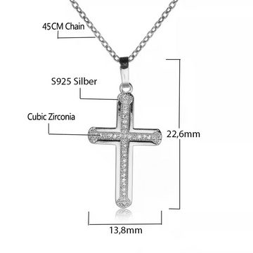 Fancifize Kette mit Anhänger »Kreuz Anhänger Kreuz-04« (inkl. Geschenkbeutel), 925 Sterling Silber Halskette Anhänger mit Zirkonia, Halskette 40+5cm