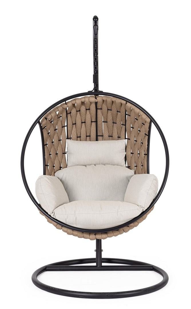 Natur24 Gartenstuhl Galapagos Hängesessel 105 x 105 x 196 cm Stahl Polyester-Seil