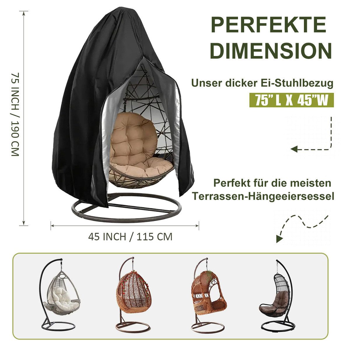 Welikera Gartenmöbel-Schutzhülle Hängesessel Abdeckung,Hängesessel Schutzhü günstig online kaufen