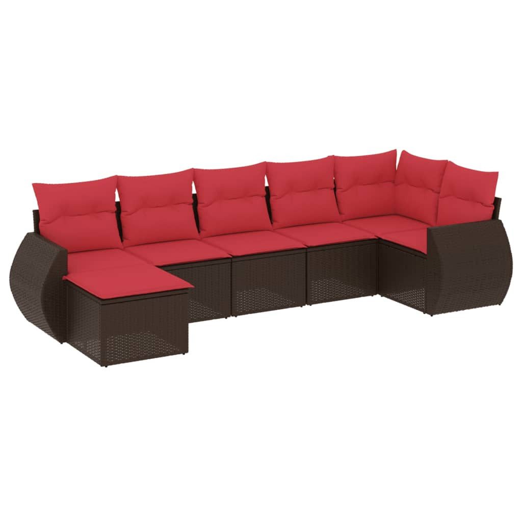 vidaXL Sofaelement 7-teiliges Gartensofa-Set mit Kissen, braun, Polyrattan (1 St)