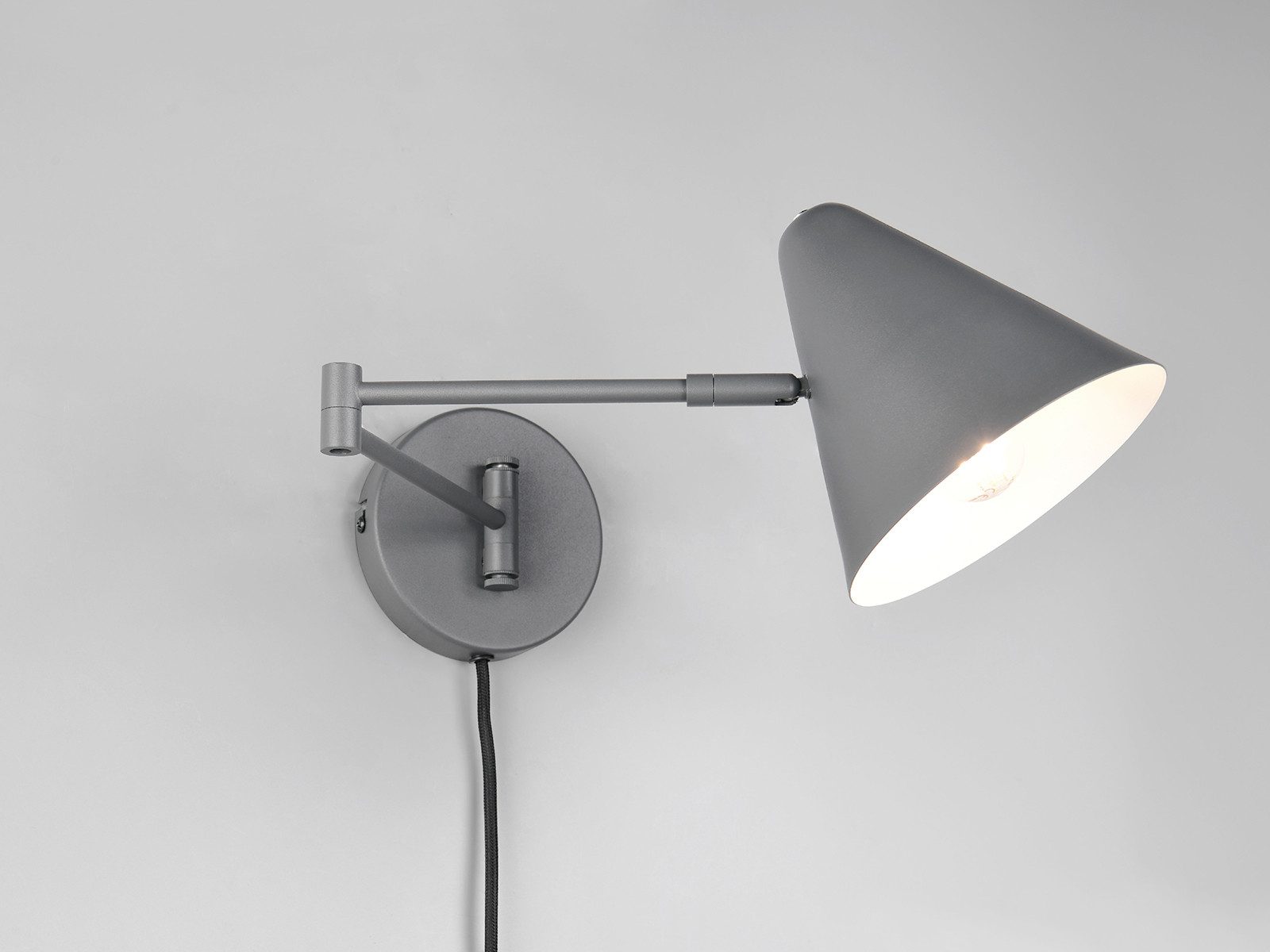 TRIO Leuchten LED Wandleuchte, Dimmfunktion, LED wechselbar, Warmweiß, Innen Wandbeleuchtung mit Schwenkarm Schalter, Kabel und Stecker