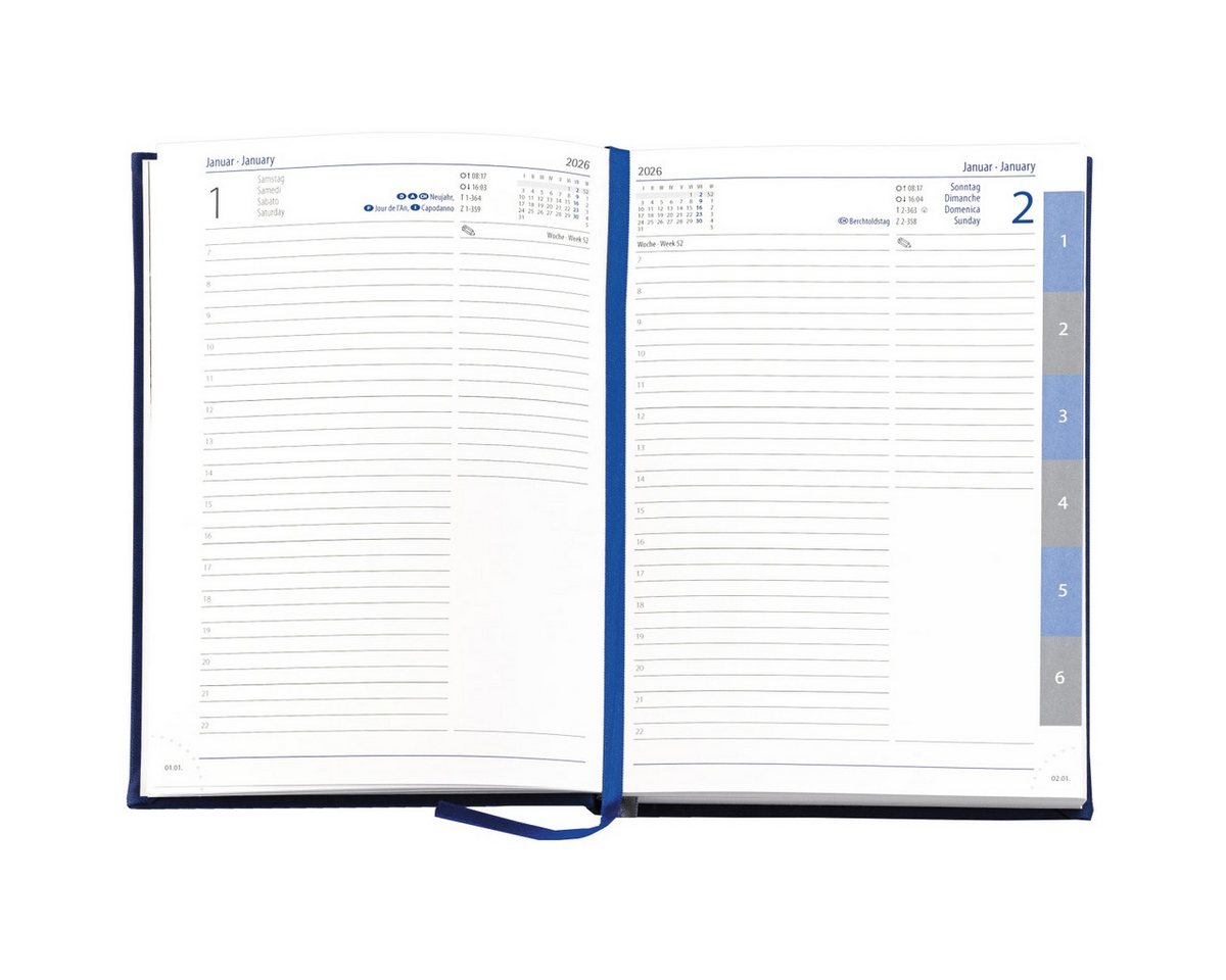 Thumbnail - GÜSS Kalender Buchkalender Buchkalender A5 1 Tag/Seite grau 2026
