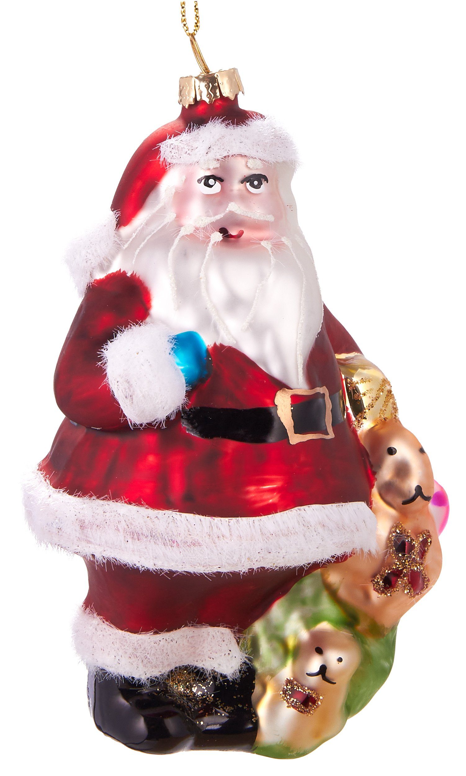 Christbaumschmuck Weihnachtskugel Weihnachtsmann mit Geschenken