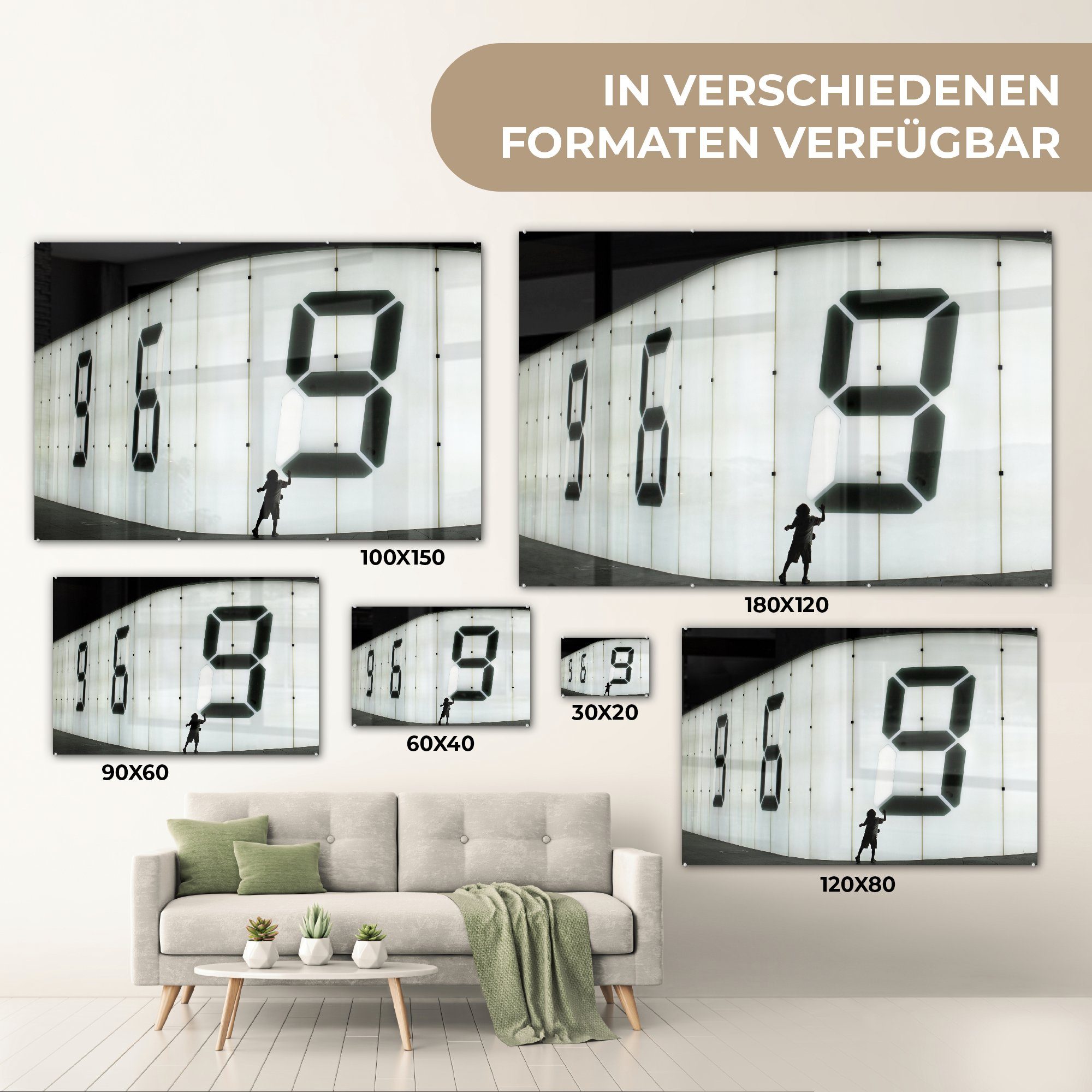 Acrylglasbilder St), & 9 Wohnzimmer Klasse digital, MuchoWow Schlafzimmer (1 Acrylglasbild