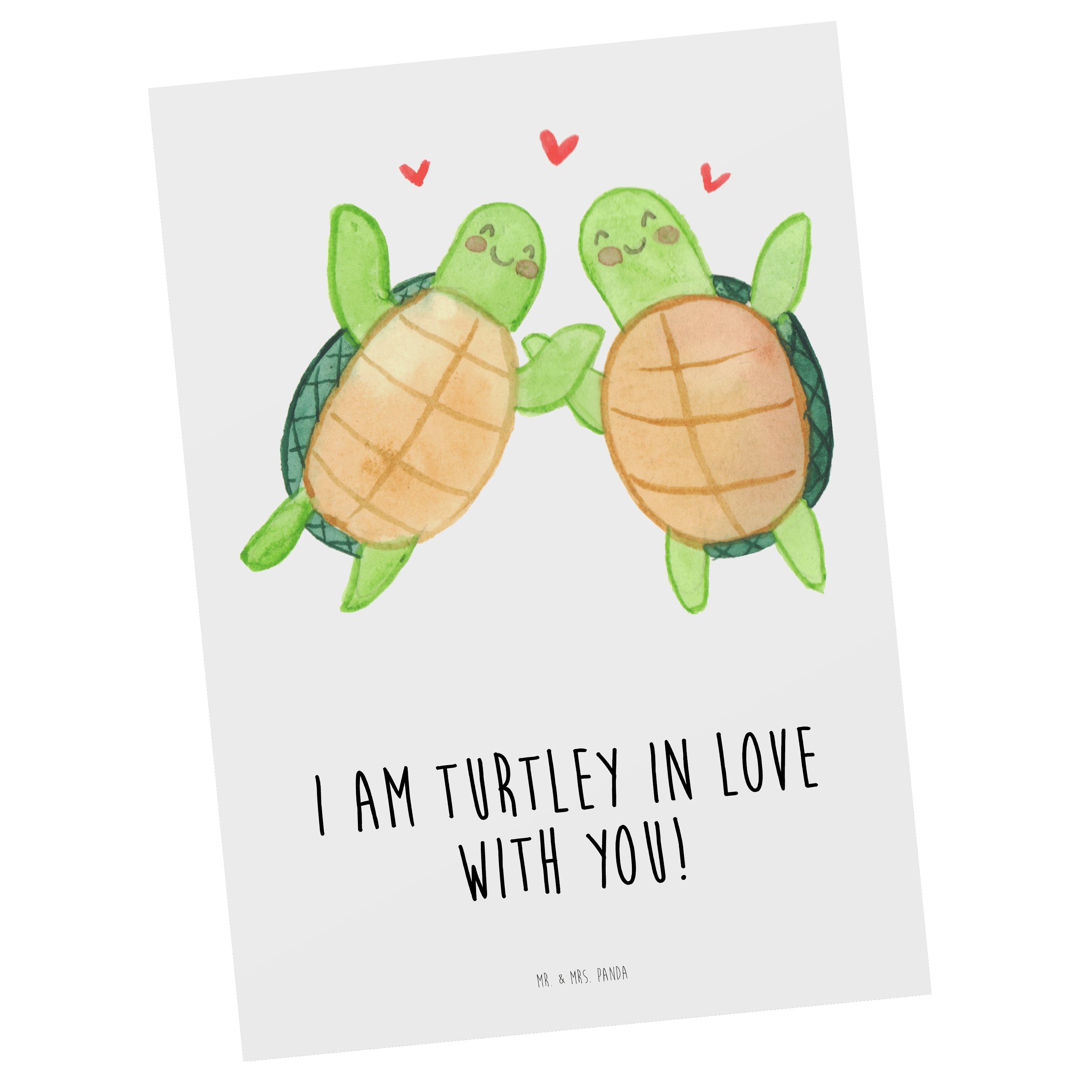 Mr. & Mrs. Panda Postkarte Schildkröten Paar - Weiß - Geschenk, Liebesgeschenk, Einladung, Freun