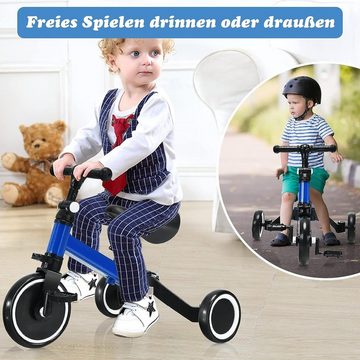 KOMFOTTEU Dreirad 3 in 1 Kinder Fahrrad, verstellbarem Sitz & Lenker