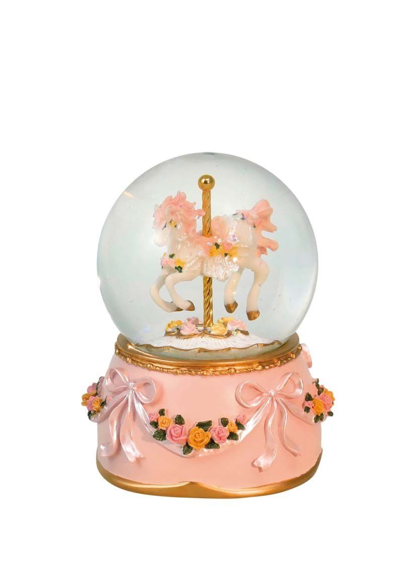 Spieluhr Kugel Karussellpferd rosa Mähne