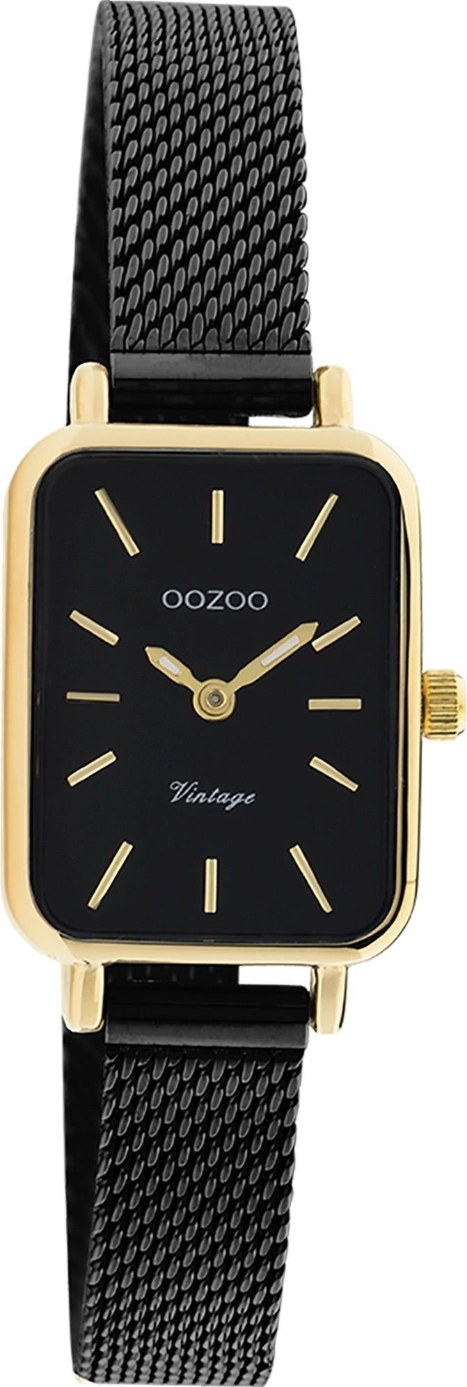 OOZOO Quarzuhr Oozoo Damen Armbanduhr Vintage Series, (Analoguhr), Damenuhr rechteckig, klein (21x26mm) Metall, Mesharmband, Casual-Style