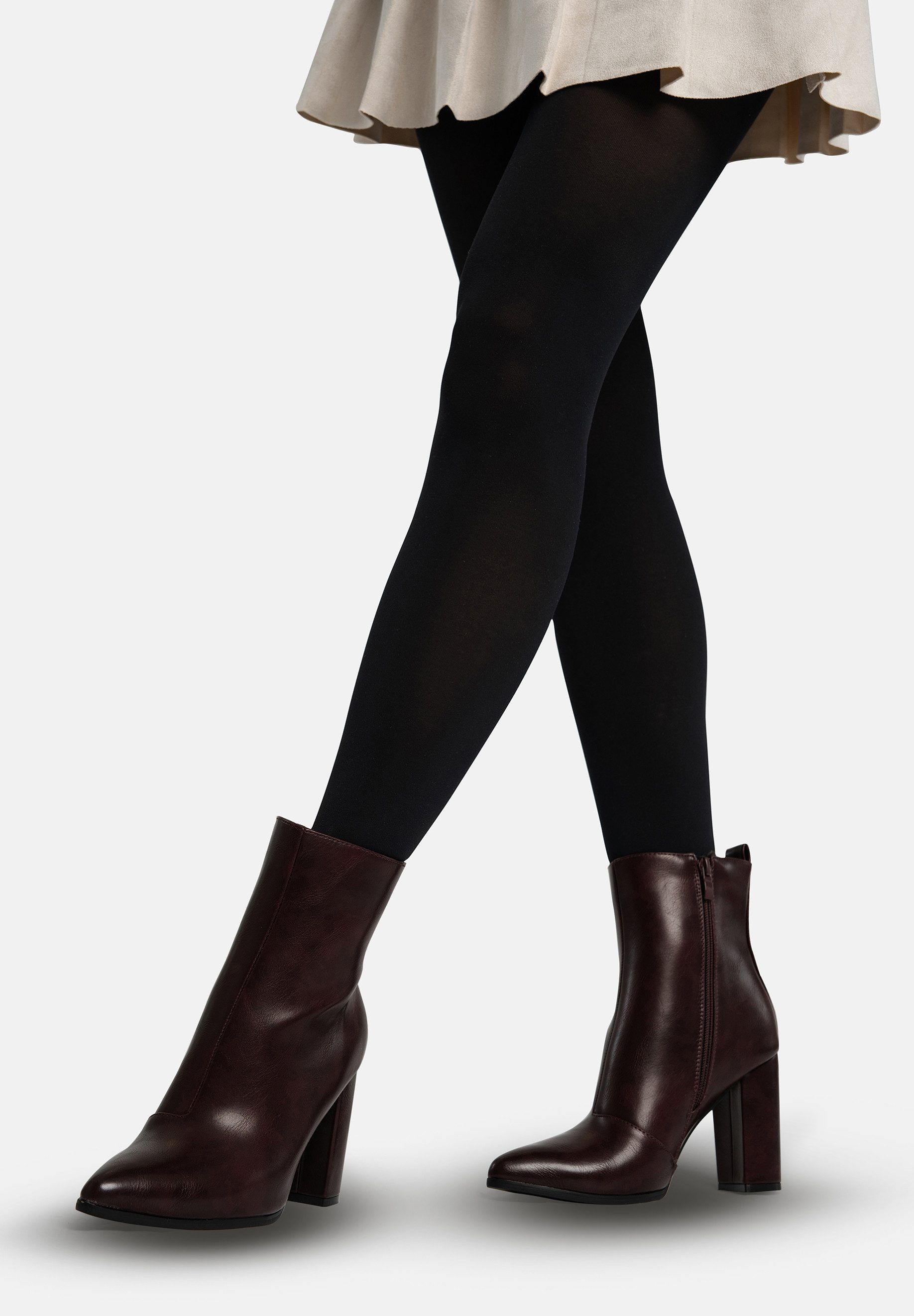 Salinyang Damen Stiefeletten Ankle Boots Spitz mit modernem Blockabsatz Stiefelette