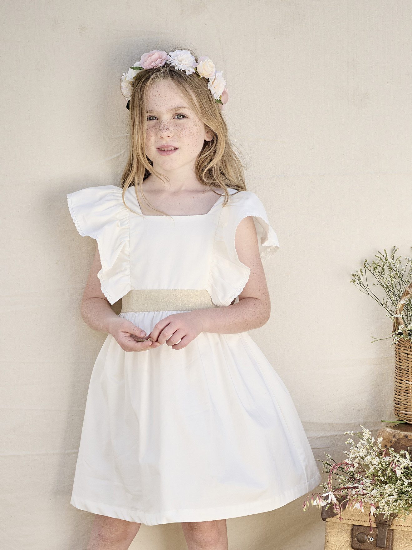 vertbaudet Minikleid Festliches Mädchen Kleid mit goldenem Gürtel – Bild 5 von 5