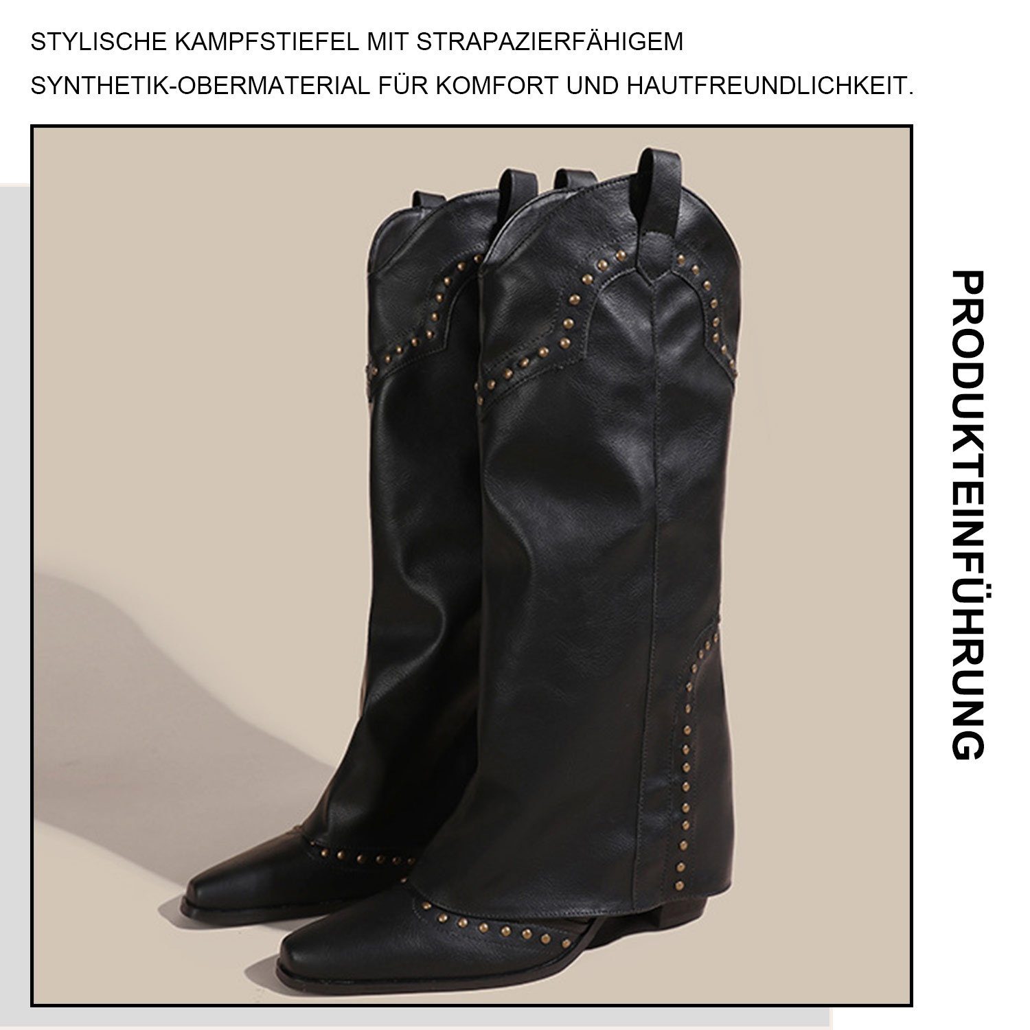 Western Stiefel Frauen Schwarz Damen Blockabsatz Daisred Schuhe Stiefel für