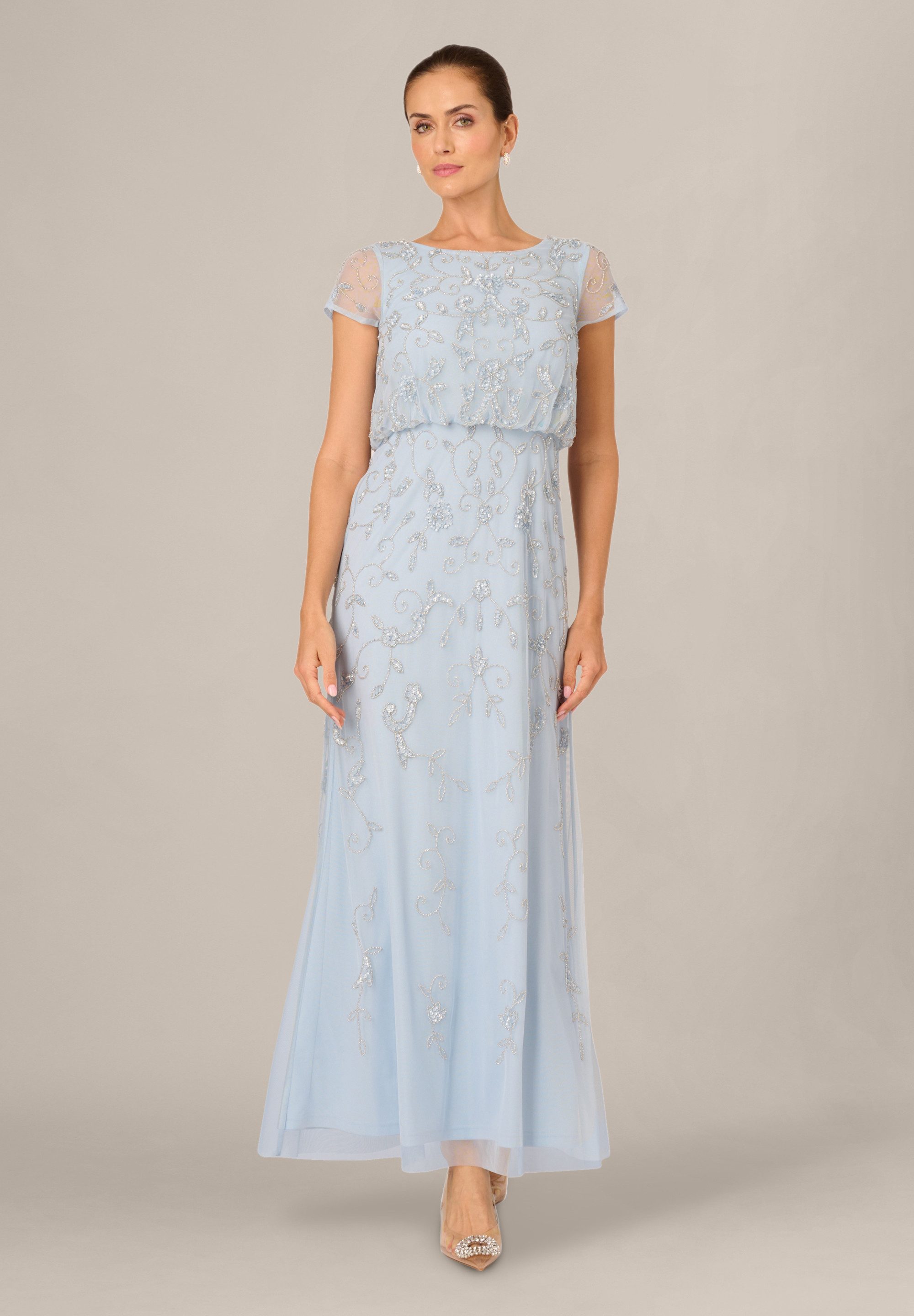 Adrianna Papell Abendkleid Beaded Blouson Long Dress Ein rundum mit Perlen günstig online kaufen
