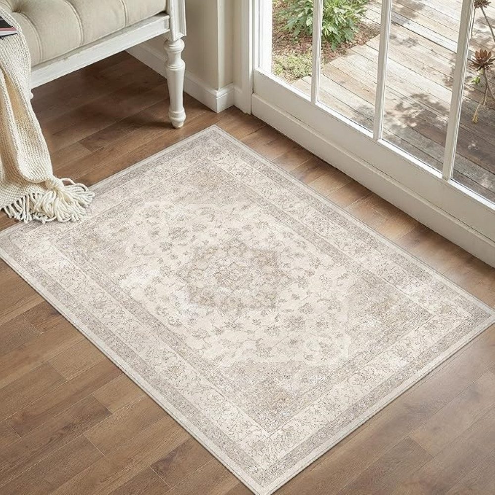 PURECOZY Teppich Kurzflor & Weich, Waschbar & Pflegeleicht, Retro-Design, Rechteckig, Höhe: 6.1 mm, geeignet für verschiedene Innenräume