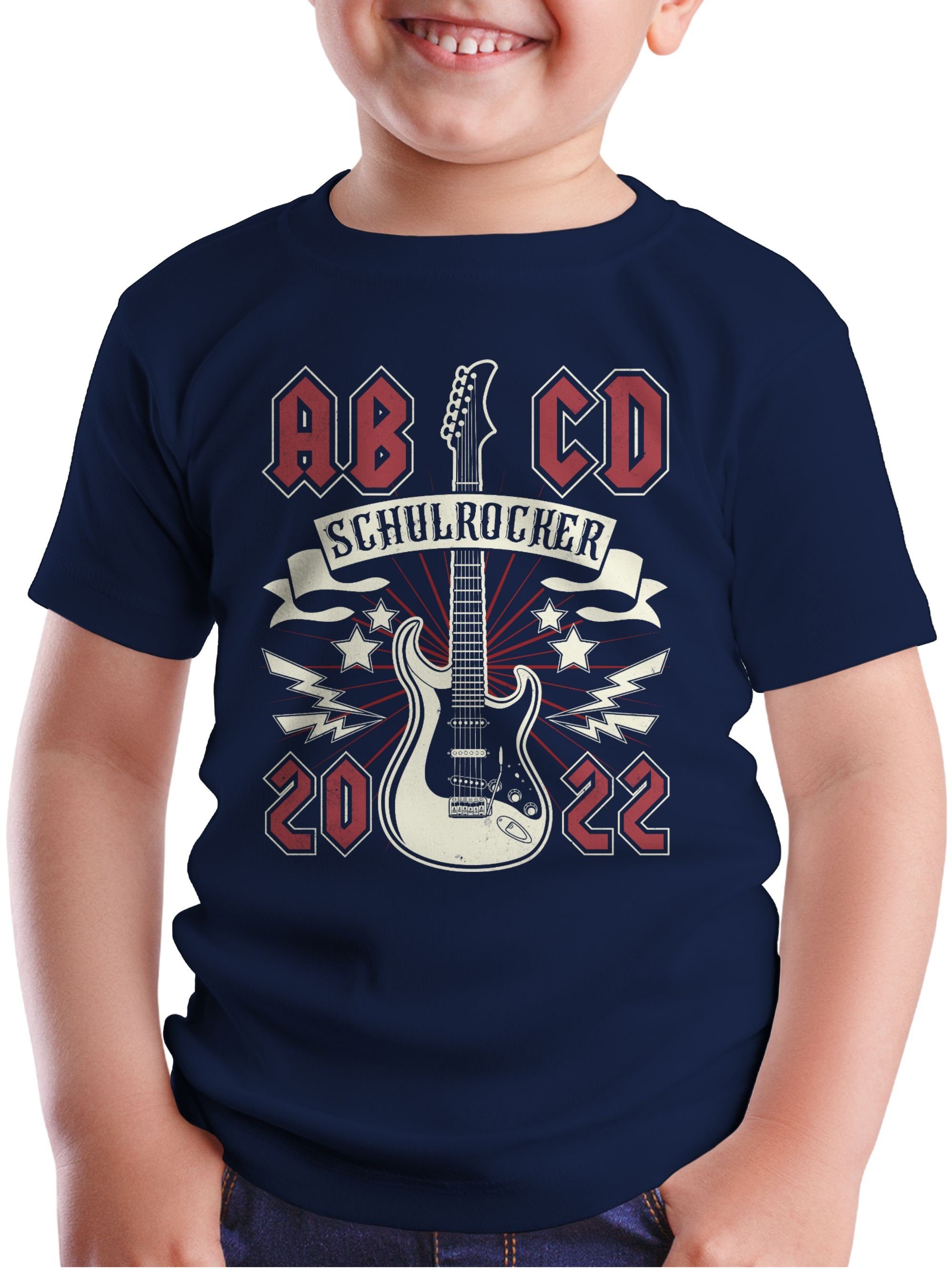 Kinder Kids (Gr. 92 - 146) Shirtracer T-Shirt ABCD Schulrocker Vintage 2022 - Schulkind Einschulung und Schulanfang - Schulanfan