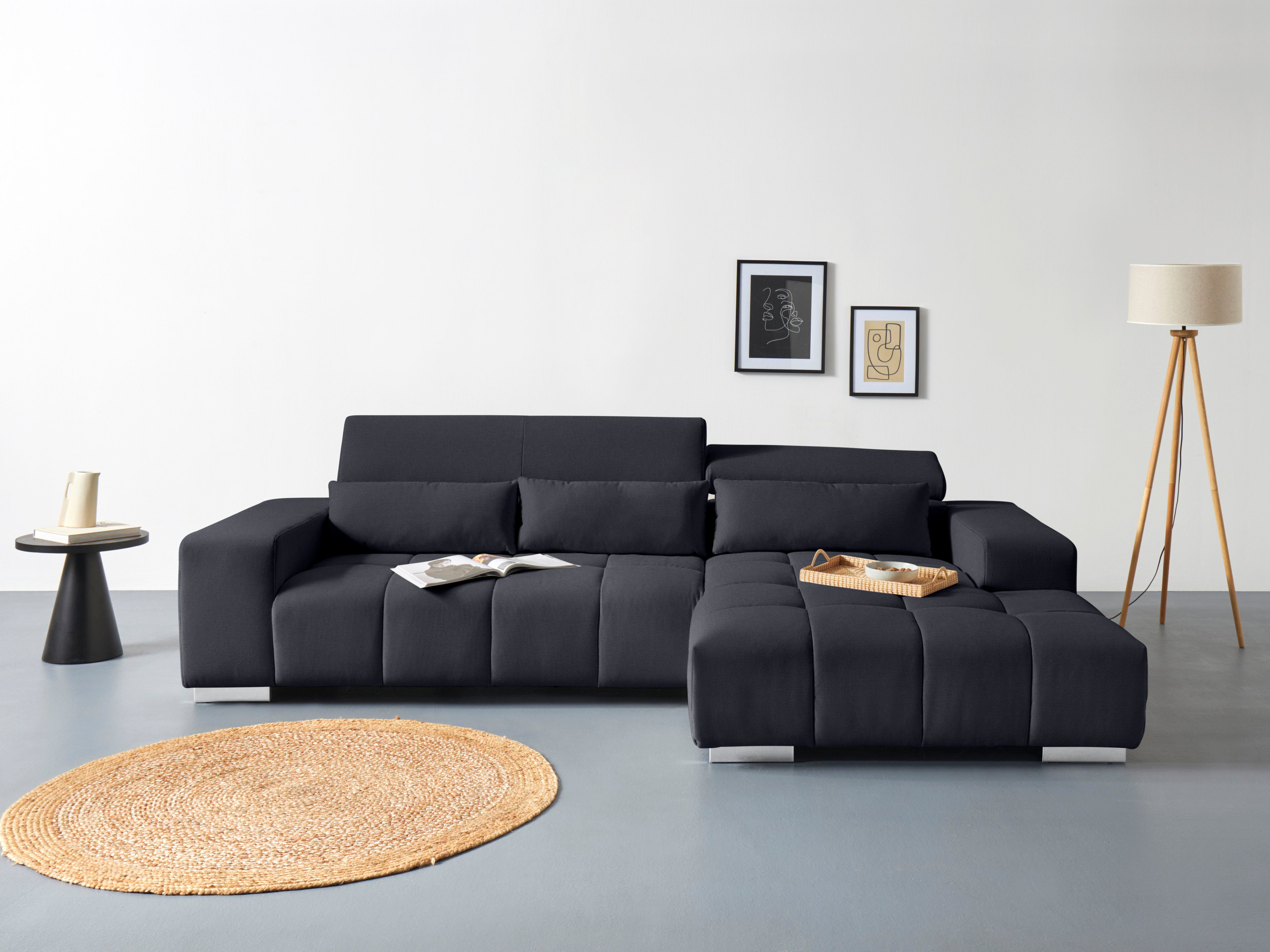 COTTA Ecksofa "Orion L-Form", mit Kopfteilverstellung & 3 Nierenkissen günstig online kaufen