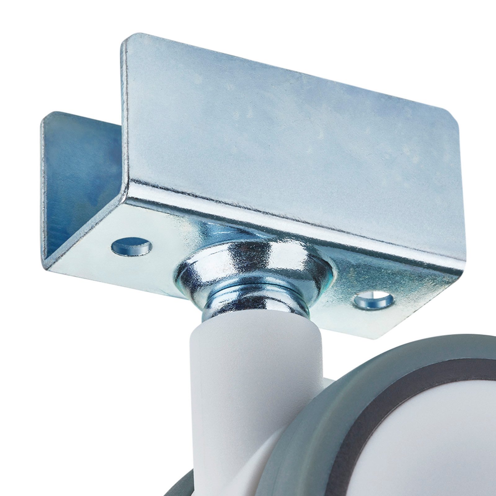 SO-TECH® Möbelrolle Hamm Ø 63 mm, Höhe 74,5 mm, U-Profil für 19 mm Wandstärke, belastbar bis 35 kg je Rolle, weiß/grau, 1 Stück