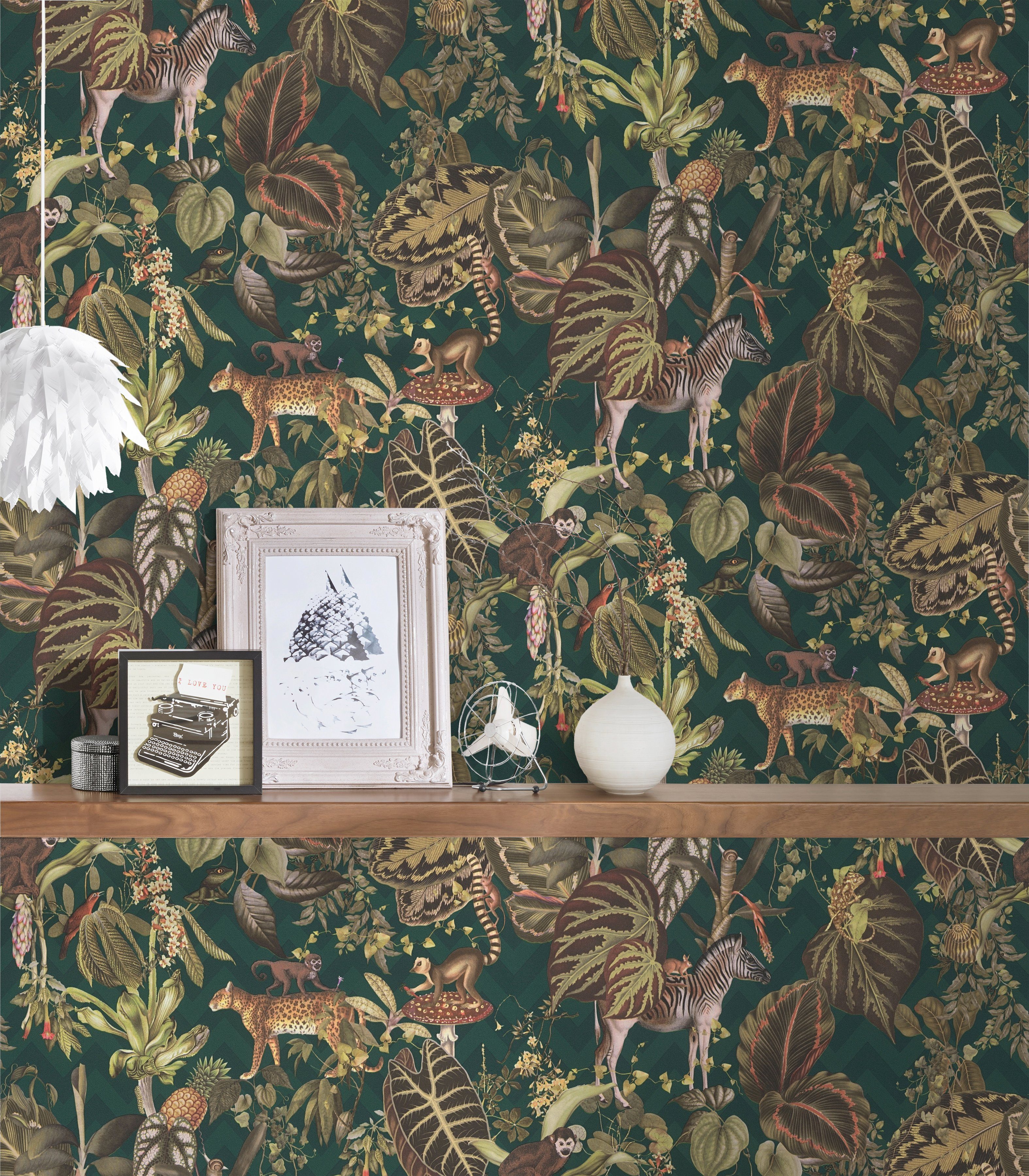 METROPOLIS BY MICHALSKY LIVING Jungle floral, grün/braun/bunt Designertapete Change good, is Joy, tropisch, Vliestapete Tapete Dschungel botanisch