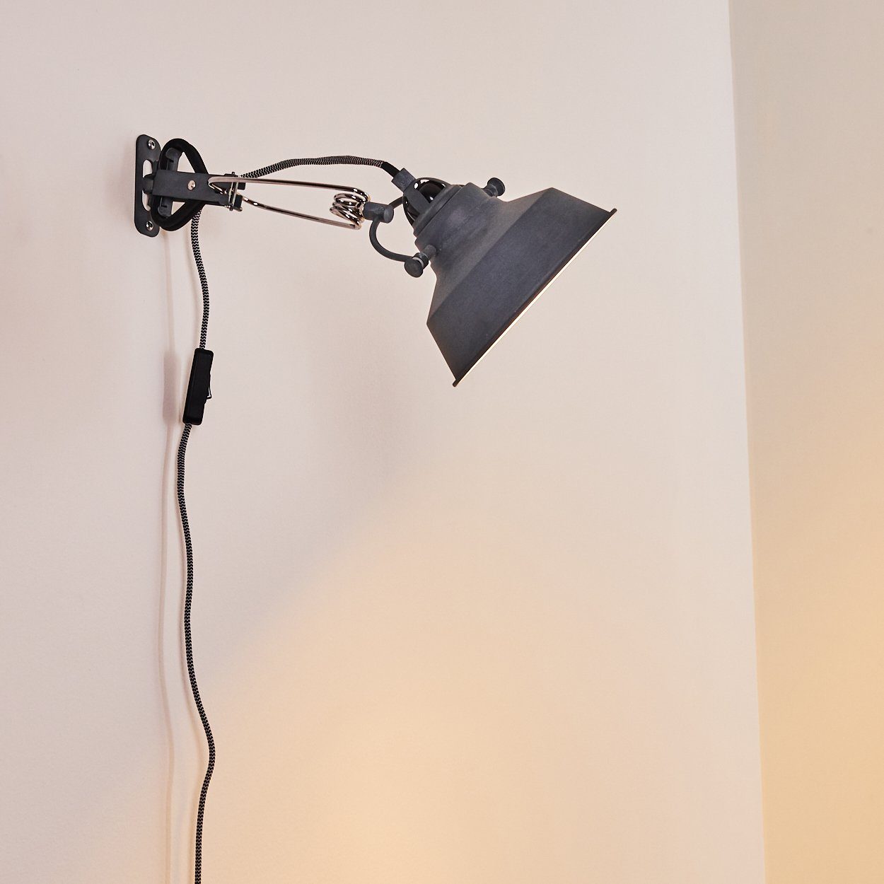 Leuchte hofstein Vintage Wand Schalter Schlaf Lampe Wohn Zimmer grau Wandleuchte Flur