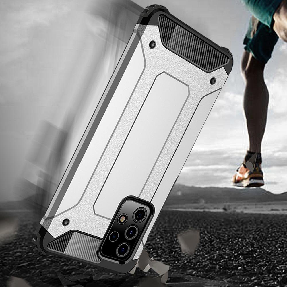 FITSU Handyhülle Outdoor Hülle für Samsung Galaxy A72 Silber 6,7 Zoll, Robuste Handyhülle Outdoor Case stabile Schutzhülle mit Eckenschutz