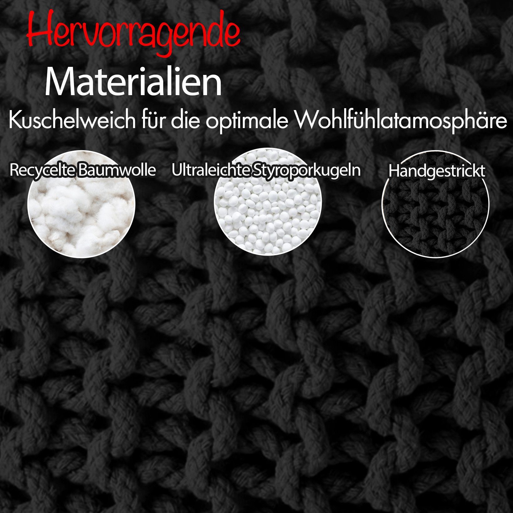 ELYFLAIR Pouf ELYFLAIR® Handgestrickter Pouf aus günstig online kaufen