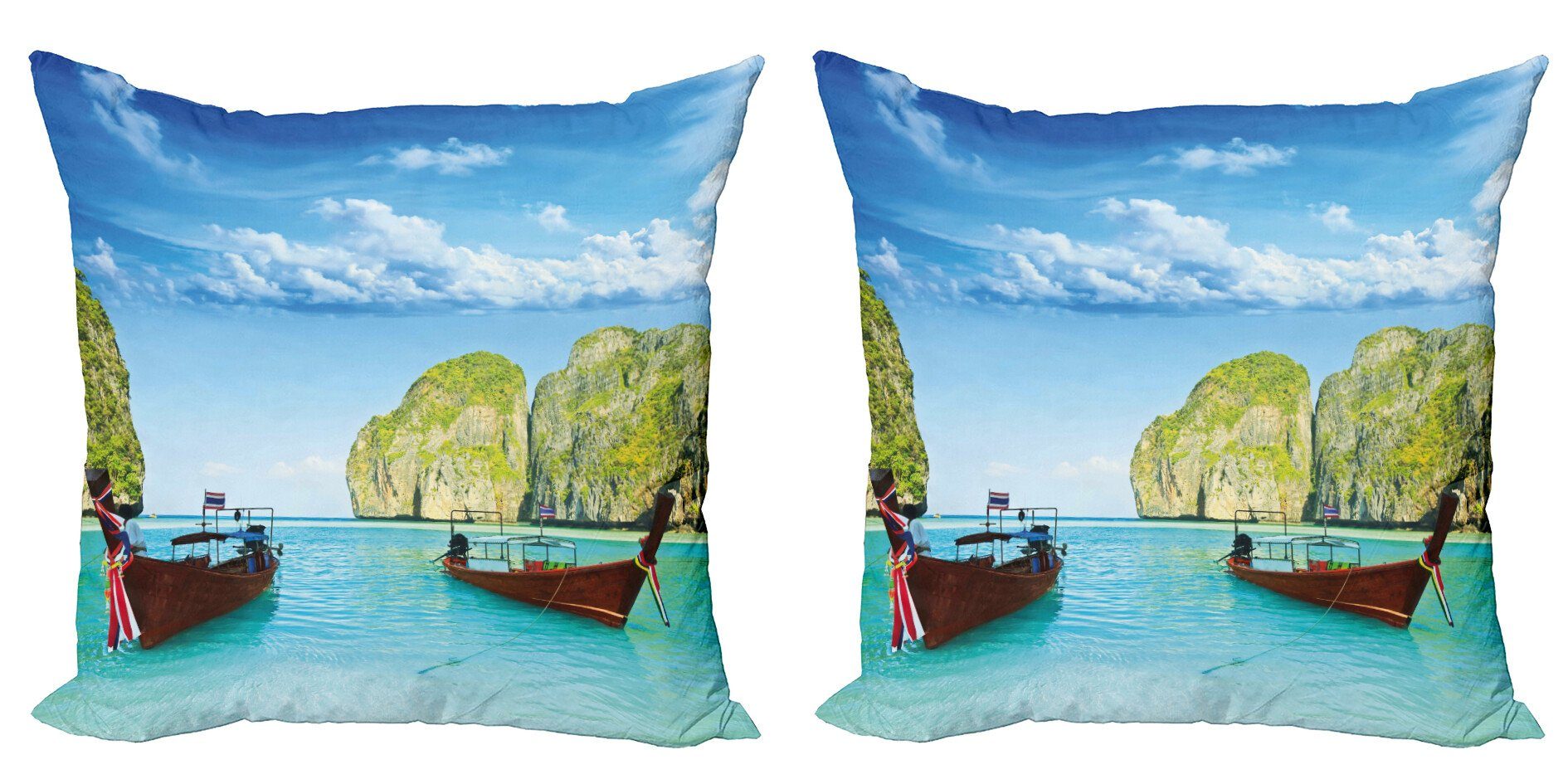 (2 Bay Maya Abakuhaus Thailand Accent Doppelseitiger Stück), Digitaldruck, Modern Boot Nautisch Kissenbezüge