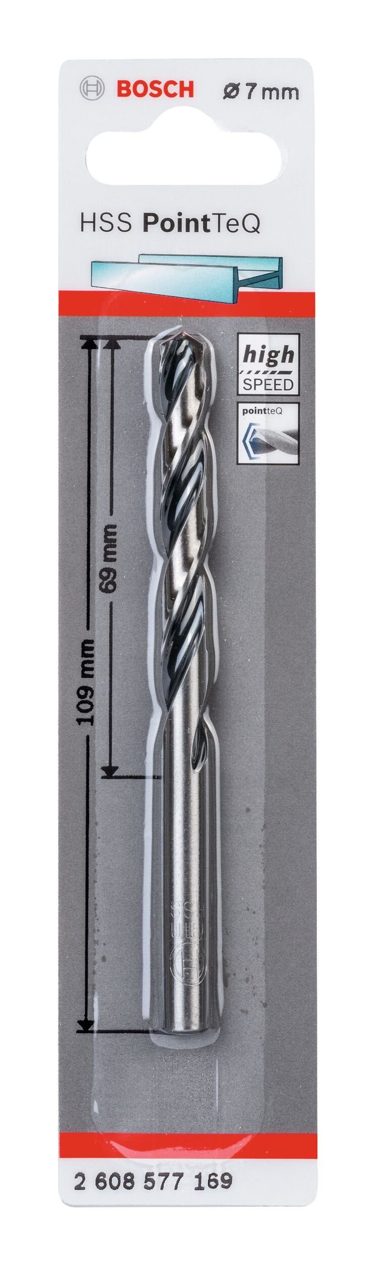 1er-Pack Metallspiralbohrer - (DIN - 338) HSS mm BOSCH Metallbohrer, 7 PointTeQ