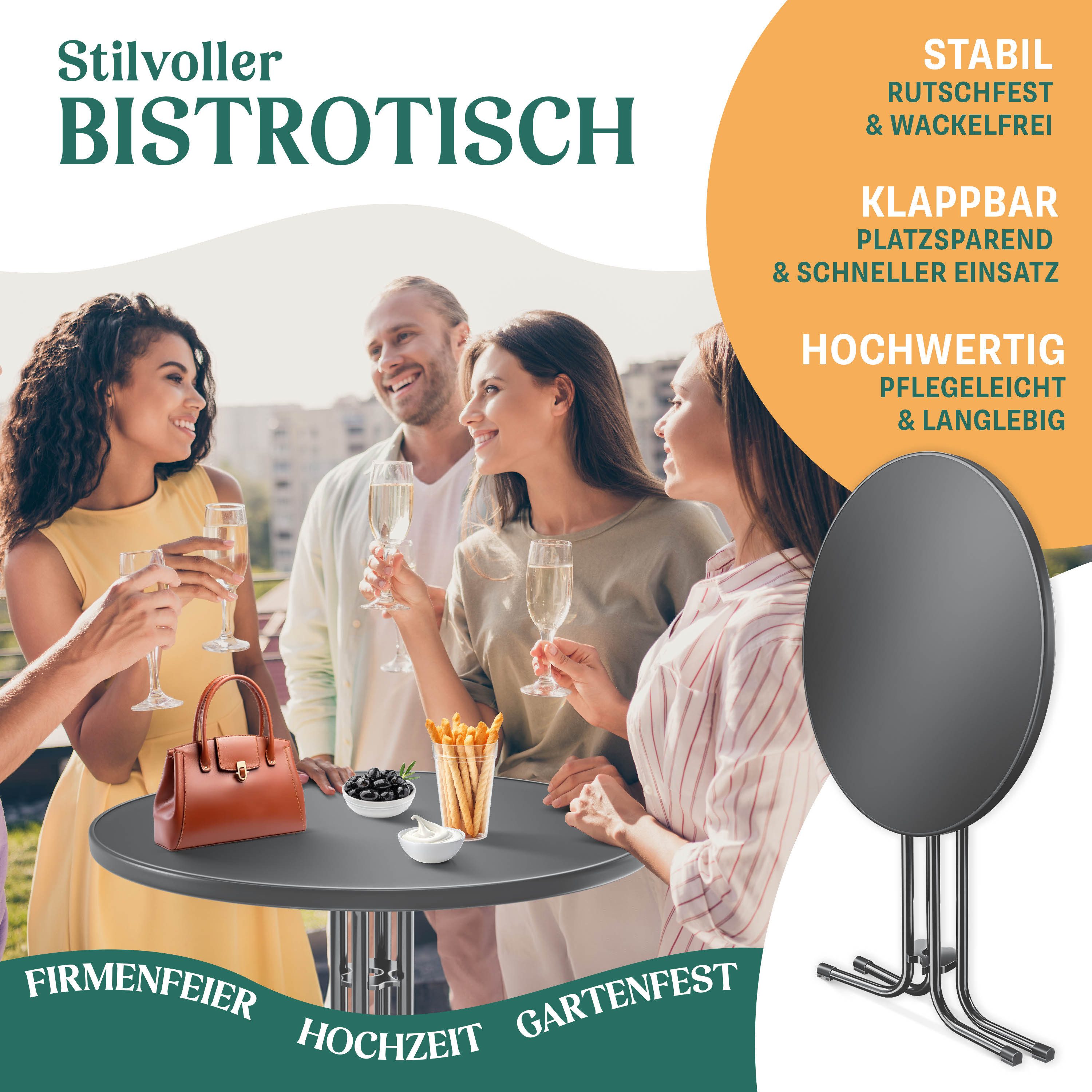 KESSER Bistrotisch (1-St), Gastro Stehtisch klappbar Gastronomie Bistrotisch rund