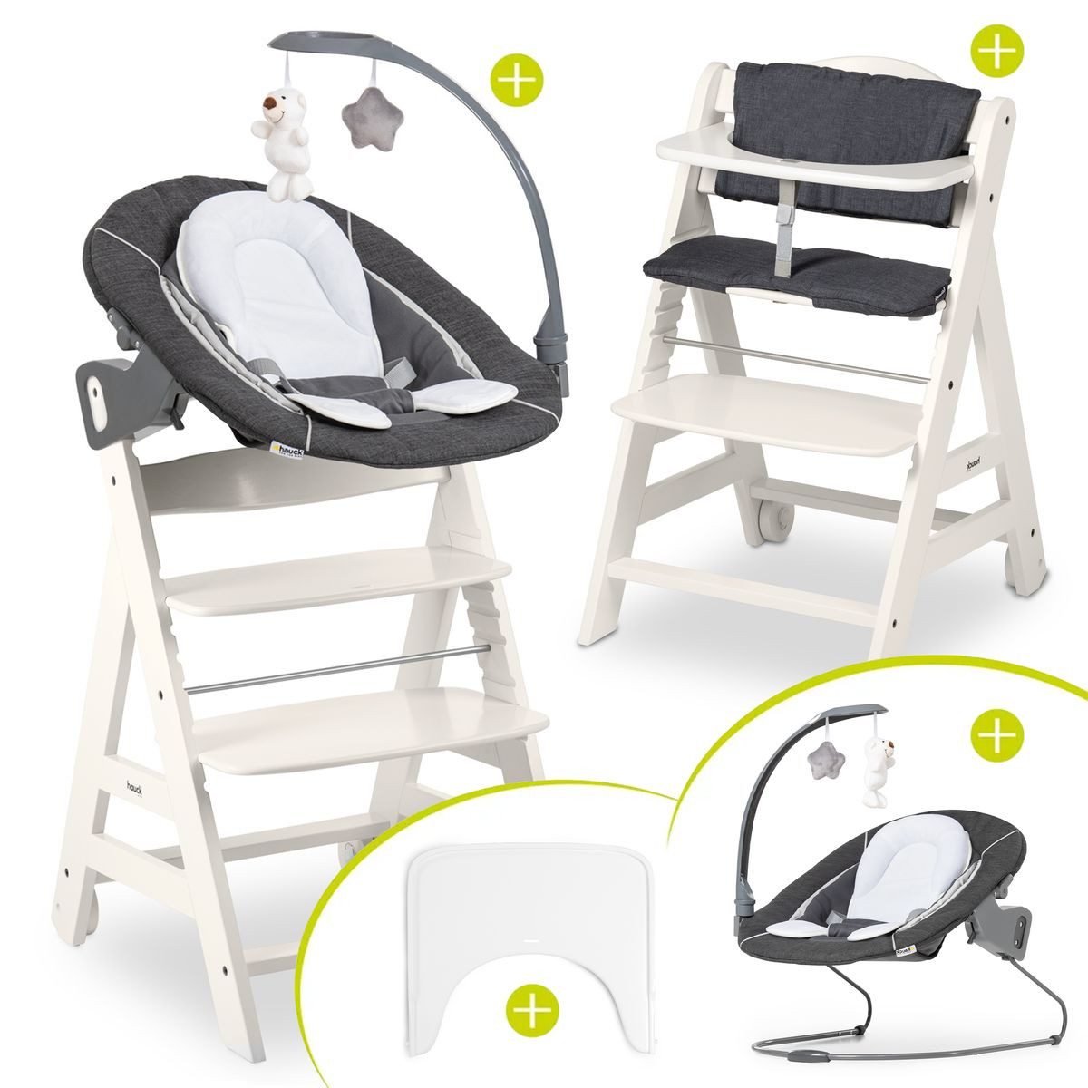 Hauck Hochstuhl Beta Plus White - Newborn Set Deluxe, Holz Babystuhl ab Geb günstig online kaufen