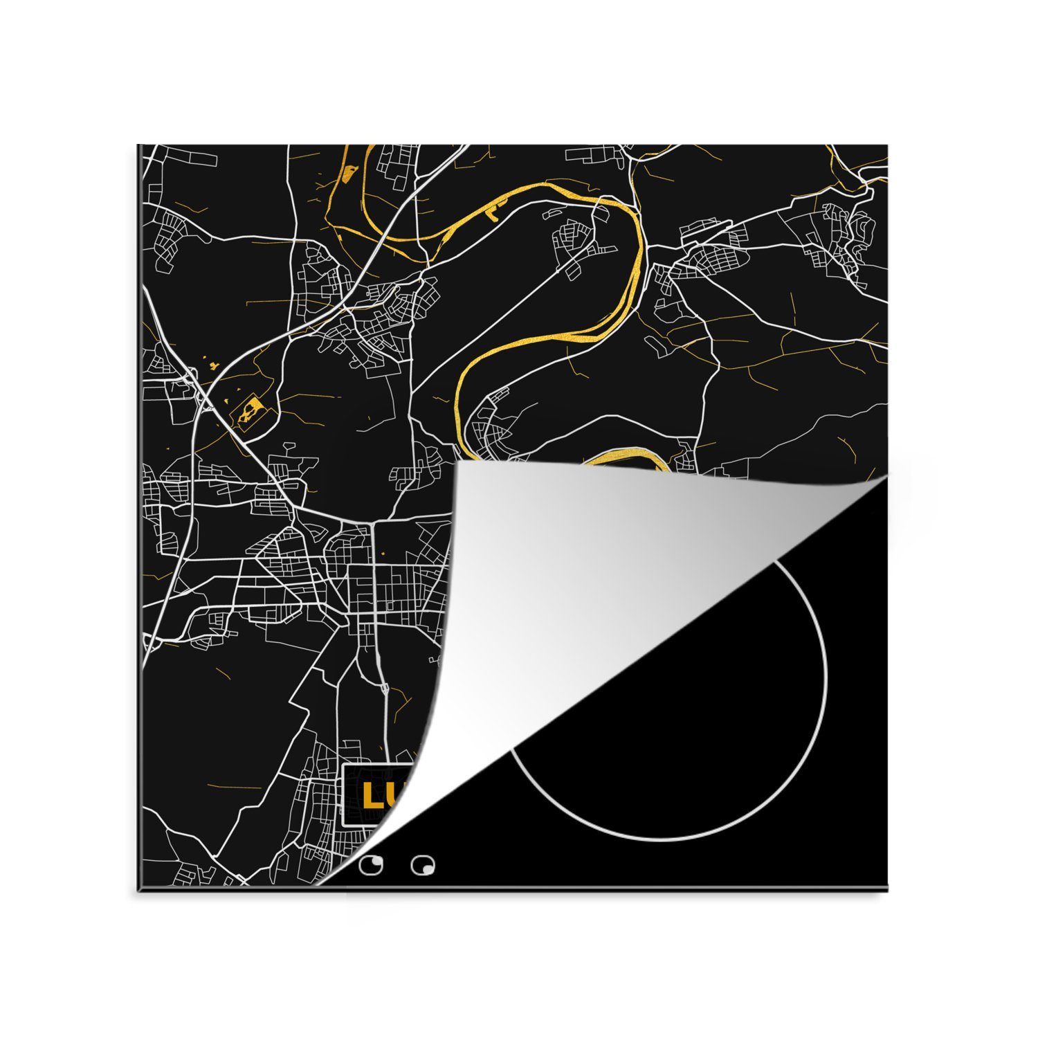 78x78 (1 küche MuchoWow - - Stadtplan Deutschland, Ludwigsburg Gold Arbeitsplatte für Karte Herdblende-/Abdeckplatte Ceranfeldabdeckung, Vinyl, cm, tlg), - -