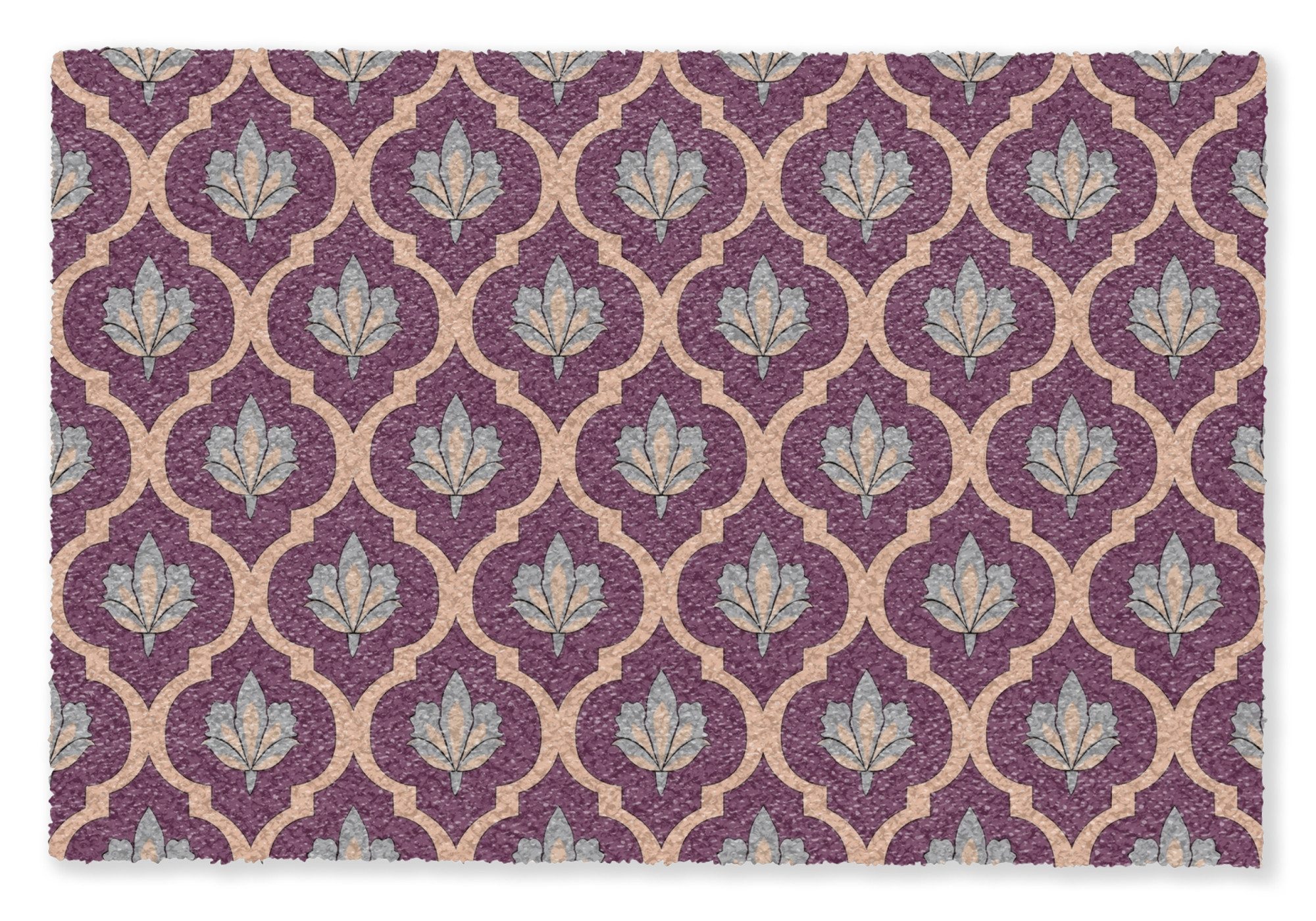 MuchoWow Fußmatte Muster - Lila - Blume, Rechteckig, innen Schmutzfangmatte, Tür, Schmutzfänger Flur, Teppich 60x40 cm