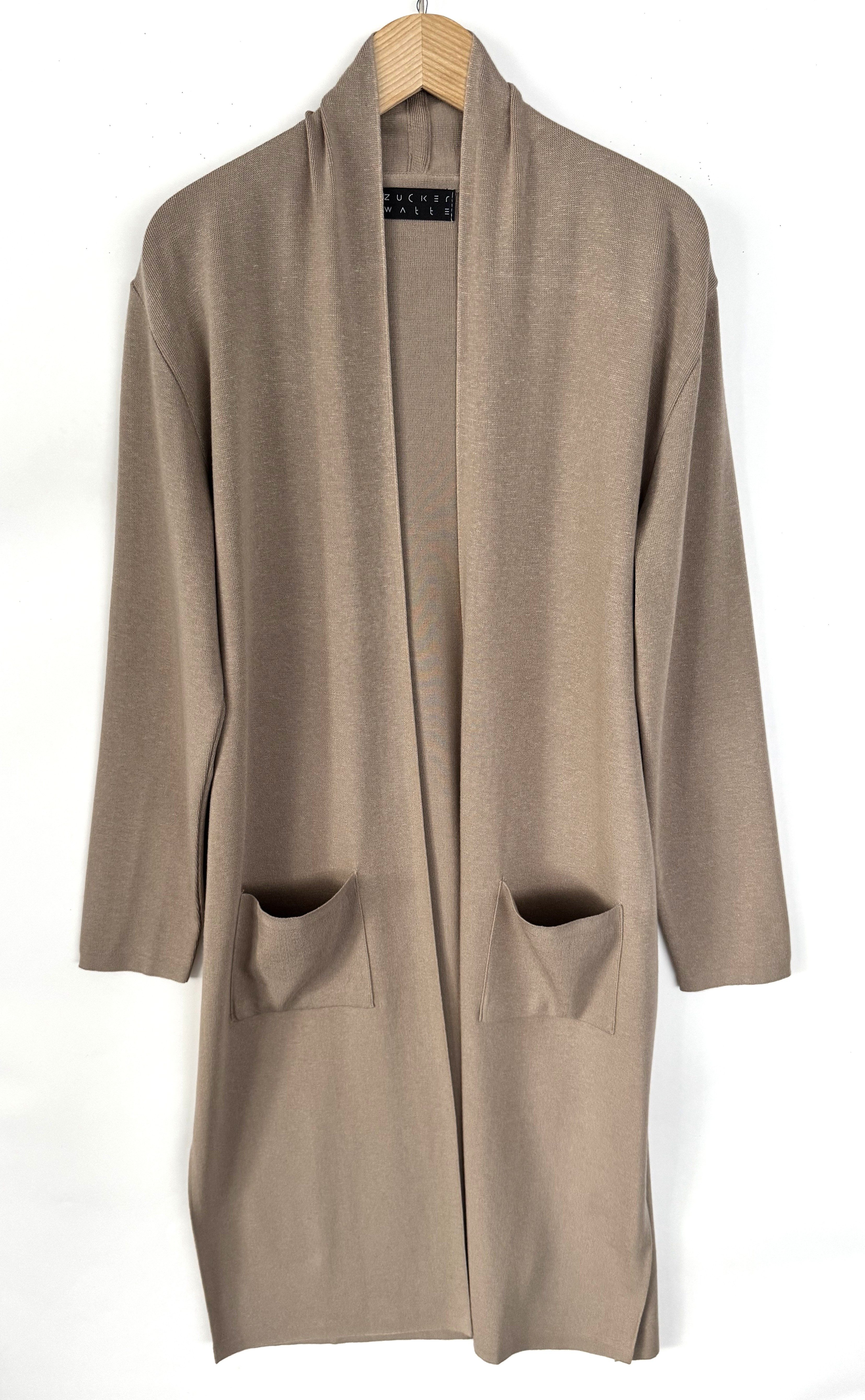 Zuckerwatte Strickmantel langer Strickmantel open front aus weichem Viskose günstig online kaufen