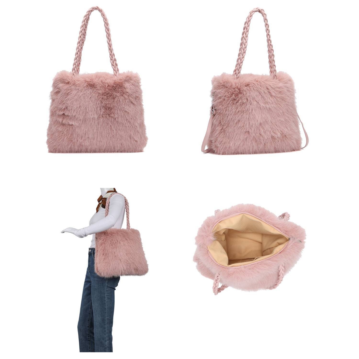 ITALYSHOP24 Schultertasche Damen PELZ TASCHE Shopper Tote Bag CrossOver Umh günstig online kaufen