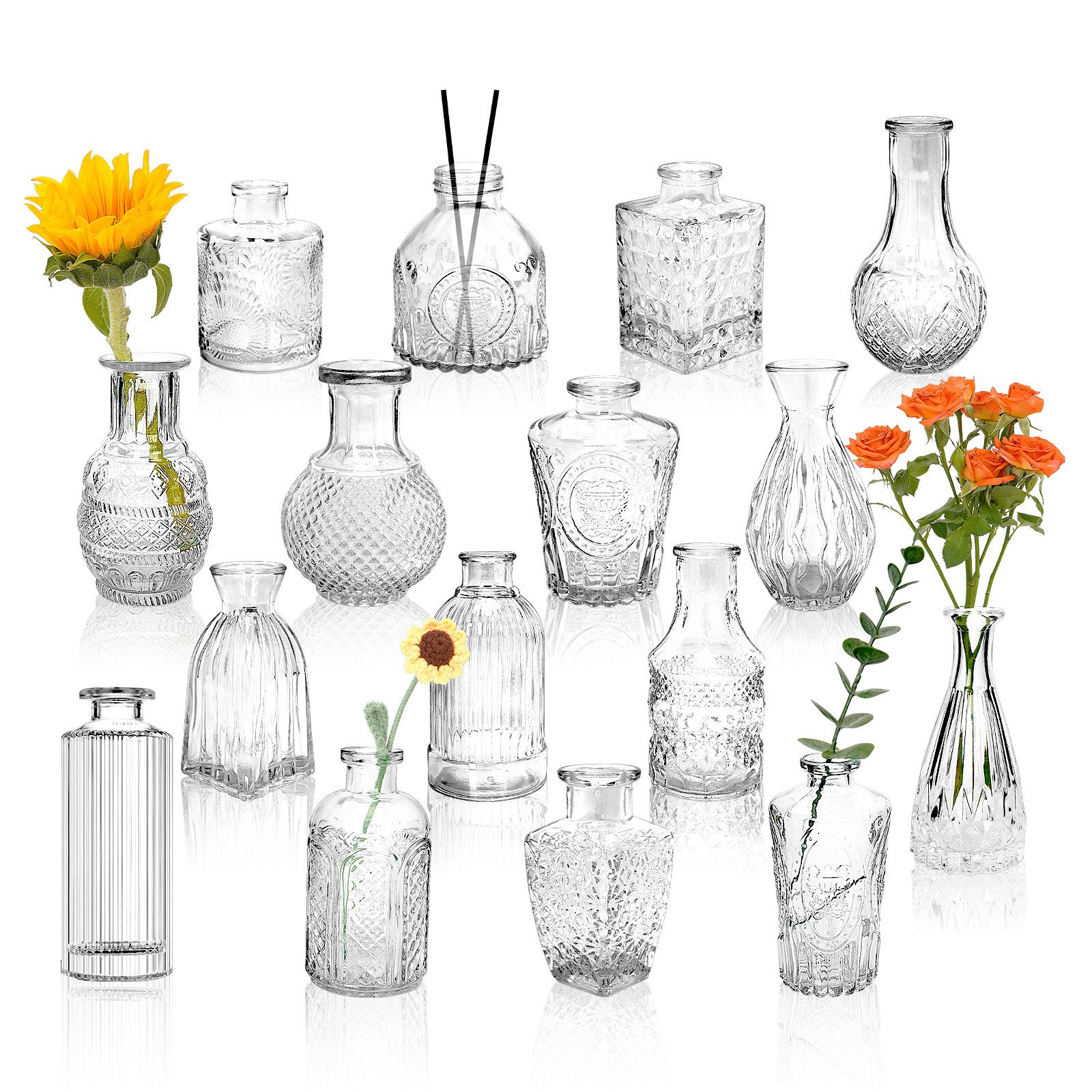 OSTWOLKE Tischvase 16 Mini Glasvasen für Tischdeko kleine Vasen Hochzeitsde günstig online kaufen