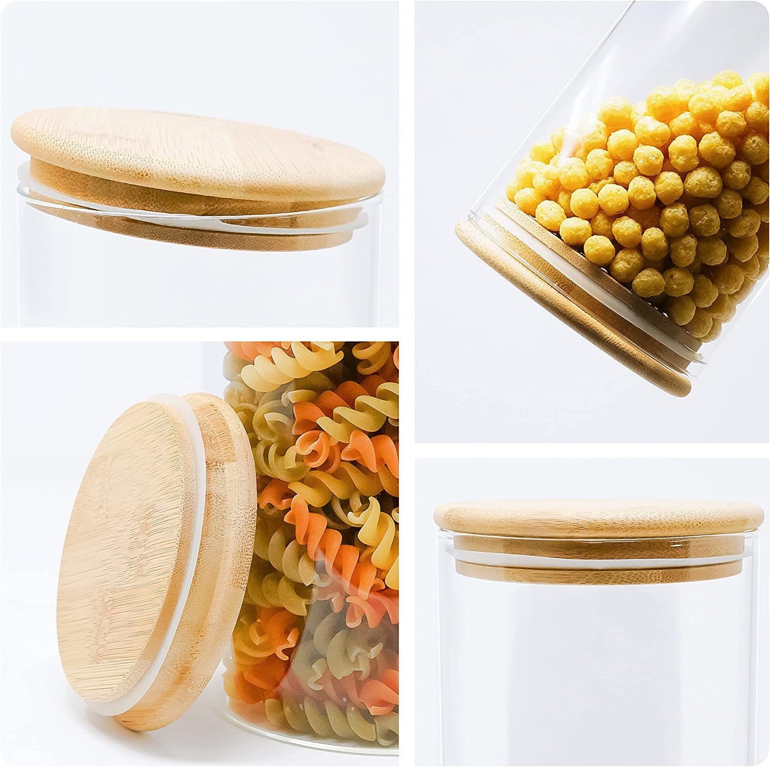 Simloveve Vorratsglas 5 Stück Gewürzbehälter Set Vorratsdosen Set, (250ml/550ml/700ml/800ml/1200ml/1400ml/1700ml/2000ml, 5-tlg), Aufbewahrung, luftdicht, platzs – Bild 2 von 5