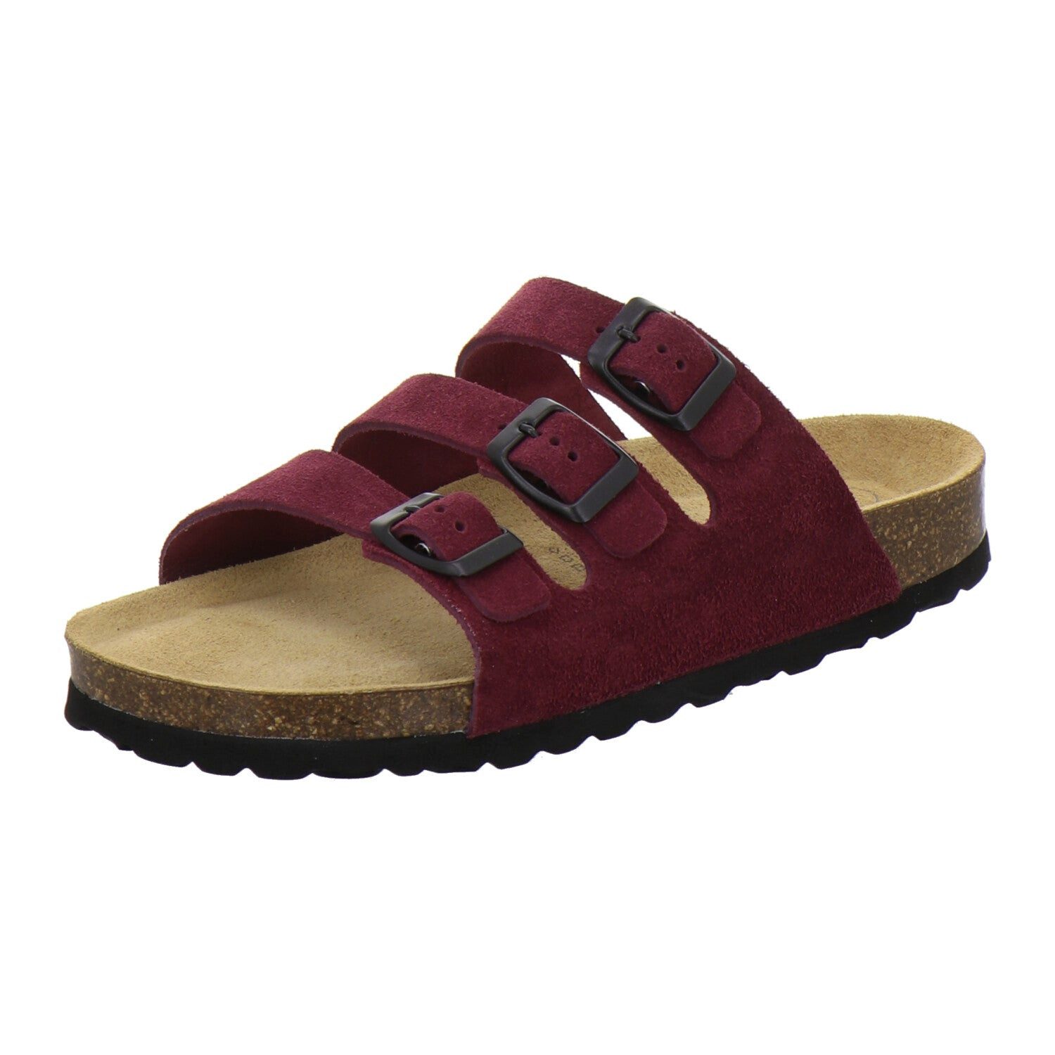 AFS-Schuhe Damen Dreischnaller Pantolette aus Veloursleder mit Fußbett, Made in Germany